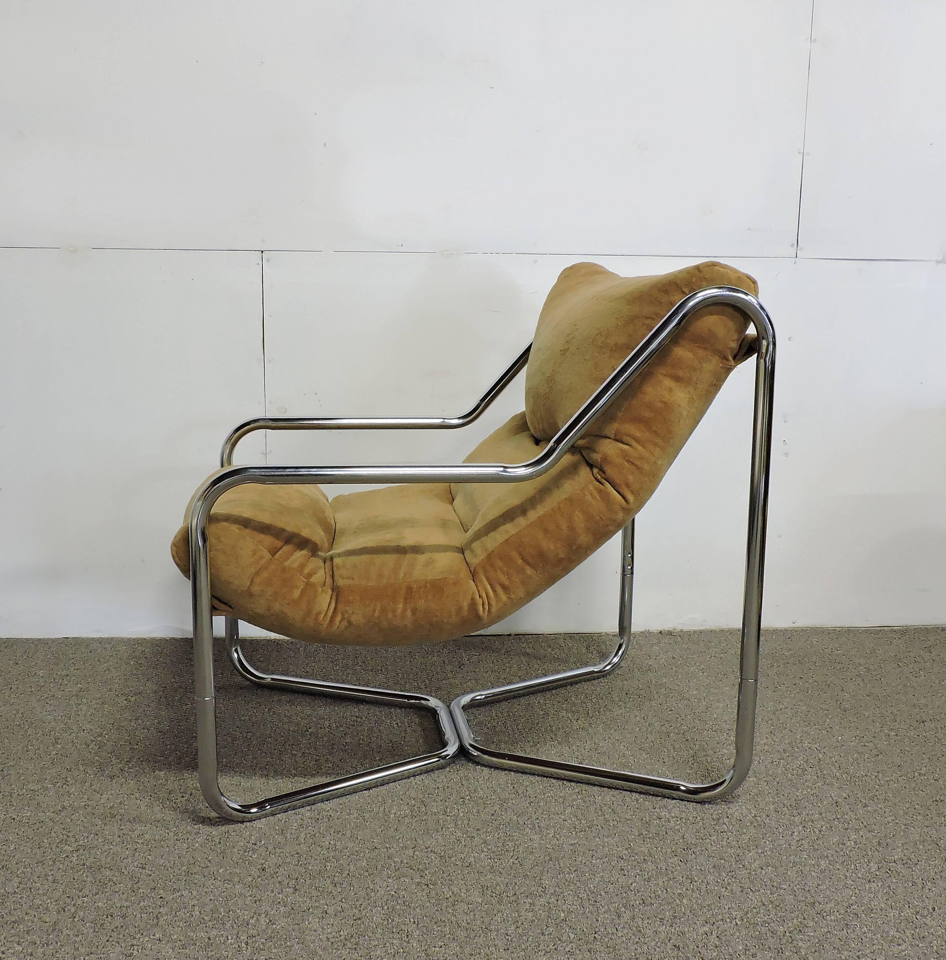 vintage chrome sling chair