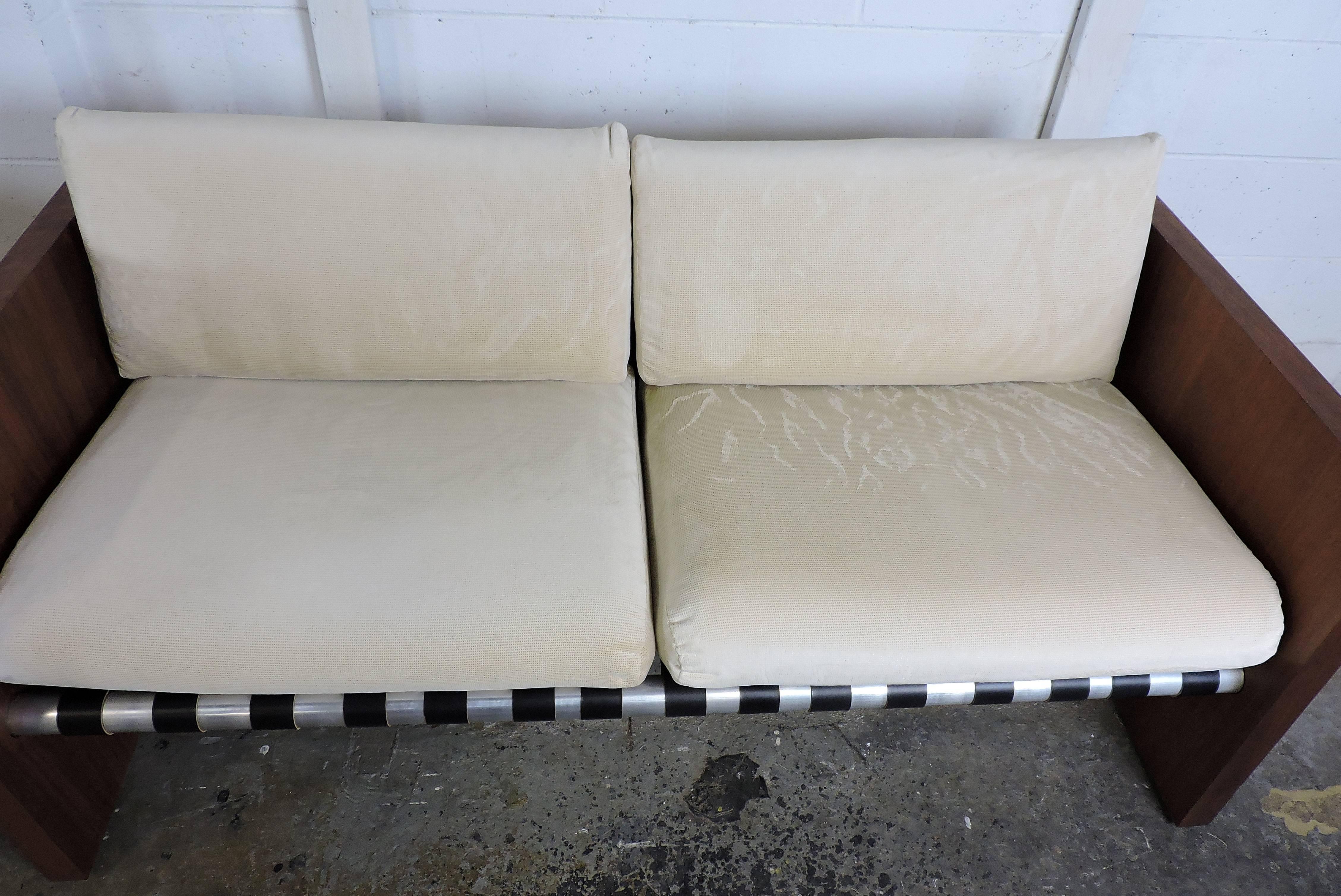 Mid-20th Century Pair of Mid-Century Modern Walnut Sling Sofas by Founders