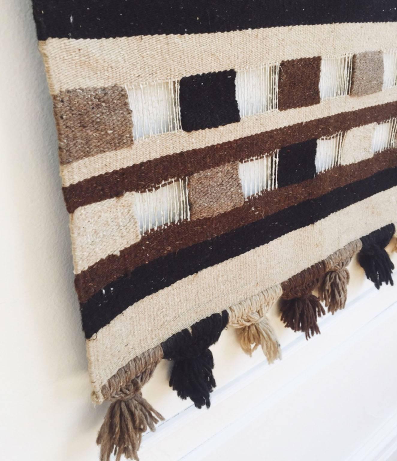 Bohemian Vintage 1970s Navajo Style Woven Wall Tapestry For Sale