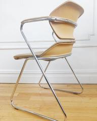 Set of Five Stackable Chrome Chairs by Hugh Acton for American Seating
