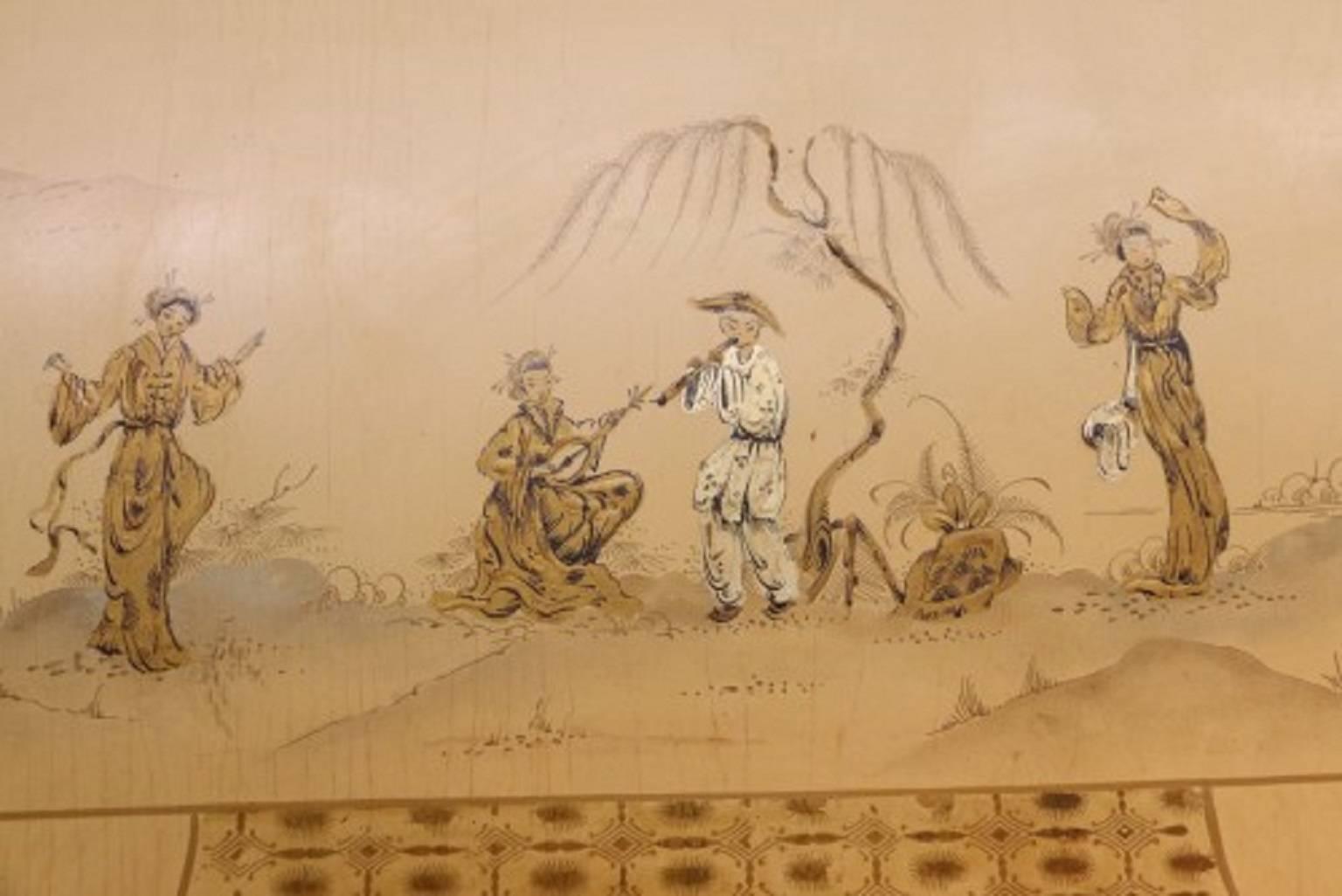 Art Case Piano Chinoiserie Style Hand Painted Masterpiece by Stroud For Sale 3