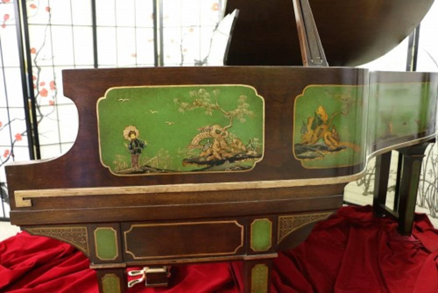 Art Case Piano Chinoiserie Style Hand Painted Masterpiece by Weber In Excellent Condition For Sale In Port Jefferson, NY