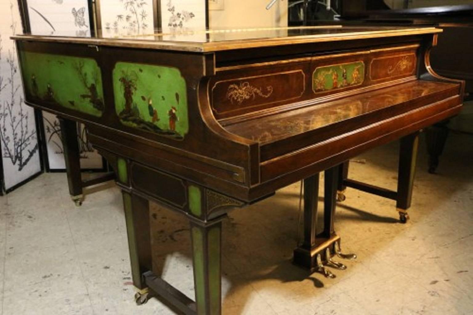 Art Case Piano Chinoiserie Style Hand Painted Masterpiece by Weber For Sale 3