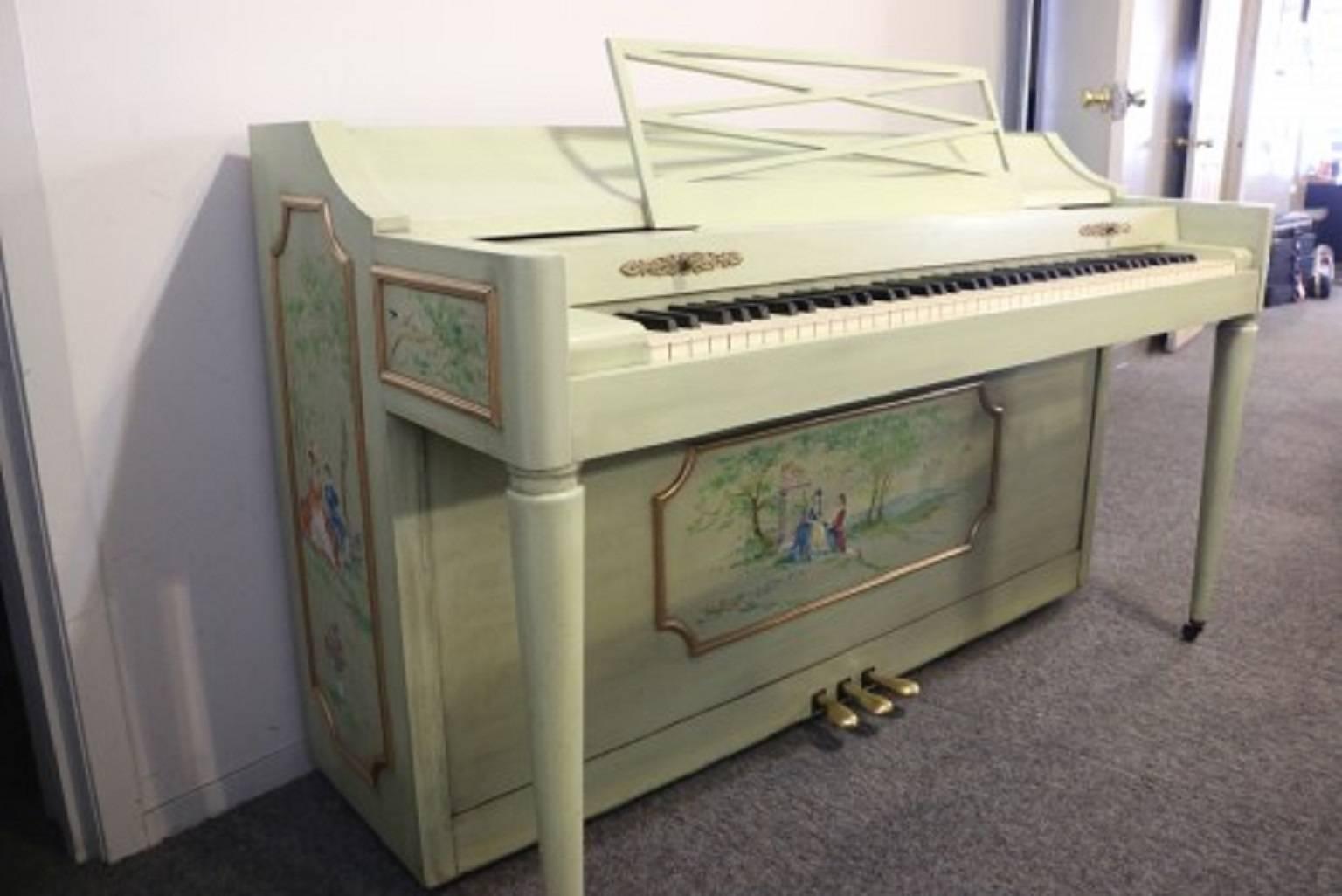20th Century Art Case Hand-Painted Baldwin Upright Piano