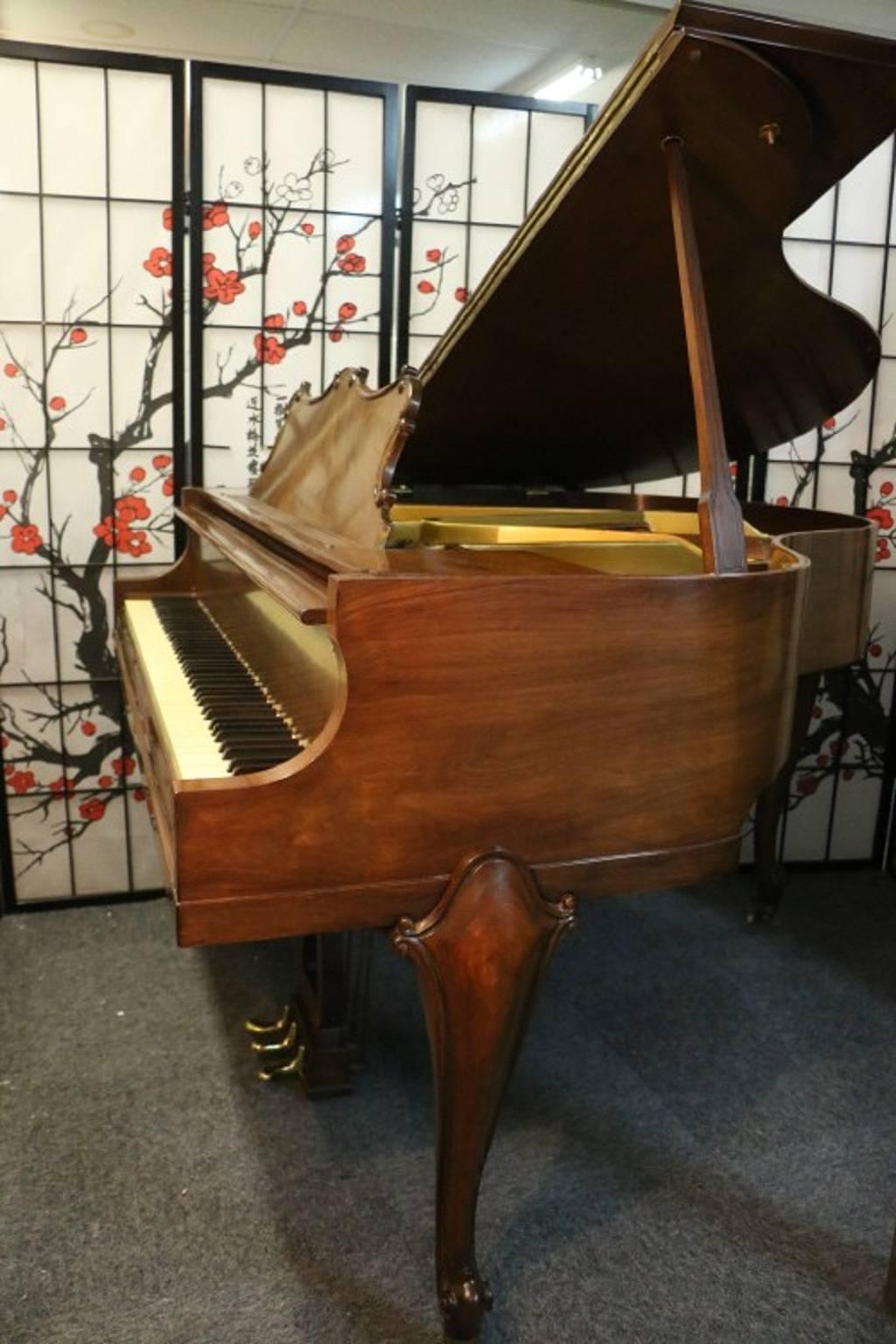 See and hear more about this magnificent piano on the video at the bottom of Sonny's Luxury Art case piano storefront homepage.

Pretty, elegant, "Heller" Le Petite Baby Grand 4'6" made by the Winter Piano Company beautiful walnut,