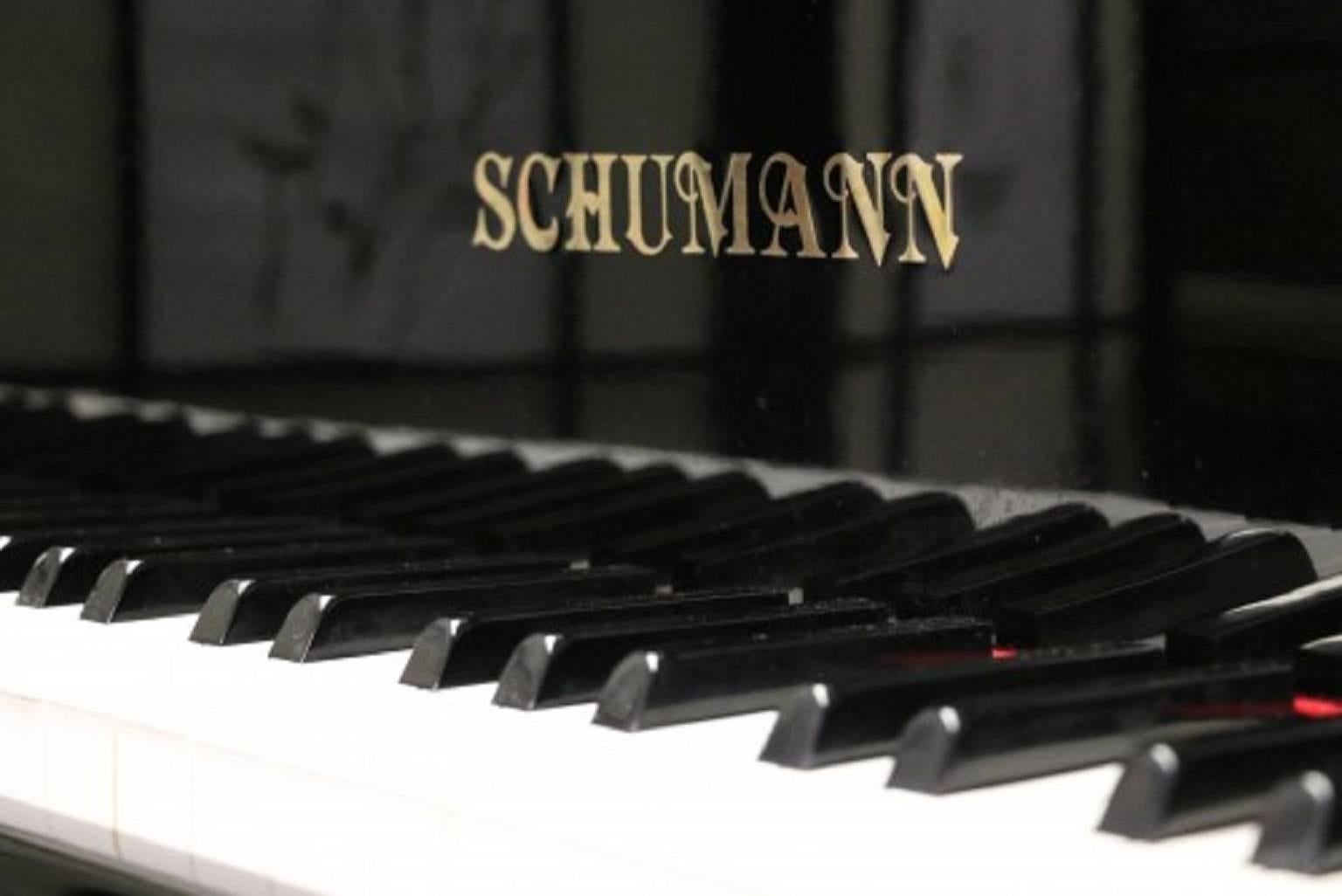 Ebony Gloss Schumann Baby Grand Piano Made by Samick Excellent Inside and Out In Excellent Condition In Port Jefferson, NY