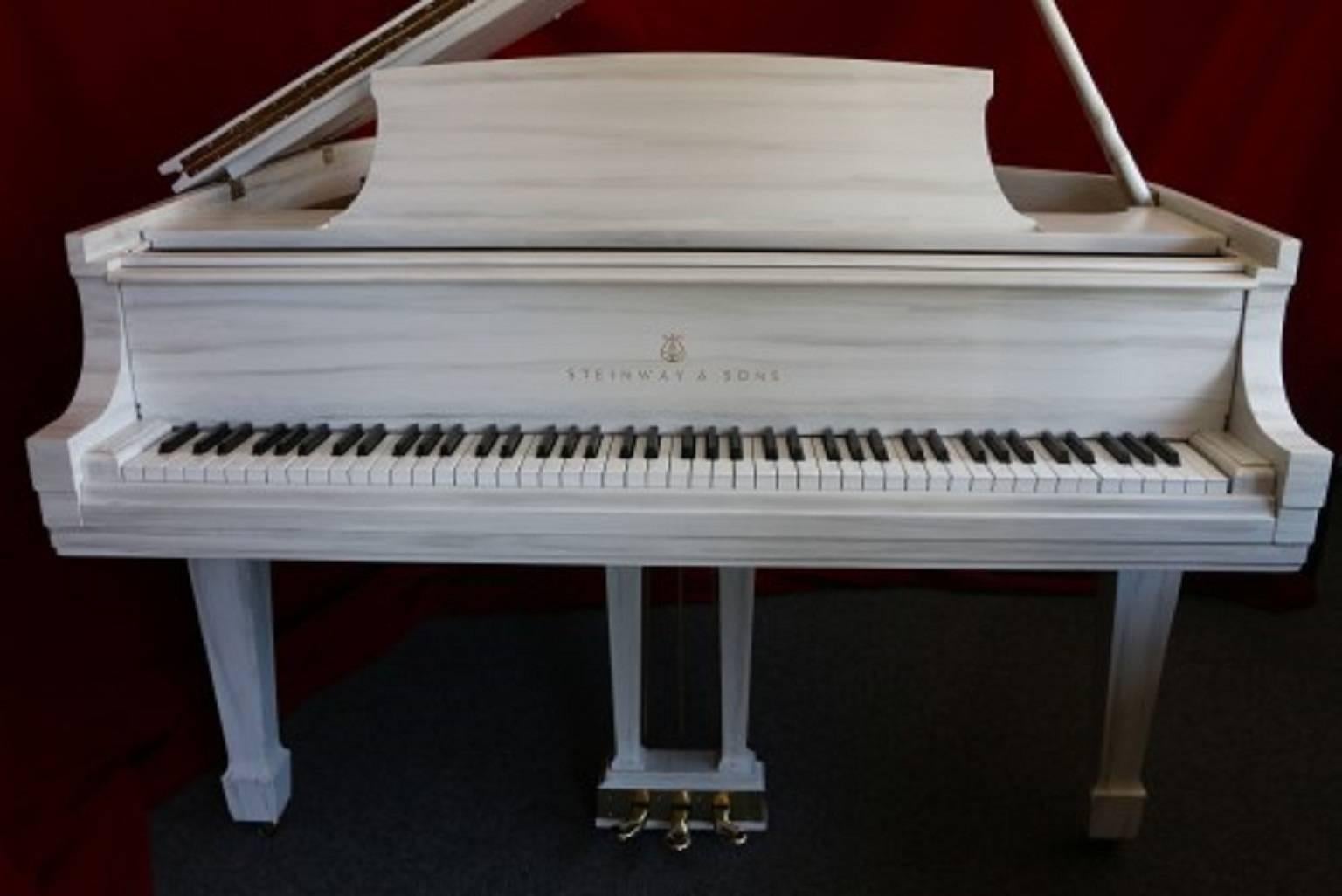 See and hear more about this magnificent piano on the video at the bottom of Sonny's Luxury Art case piano storefront homepage.

A true one of a kind piece

Customized art case Steinway "White Driftwood" grand piano model S hand-painted