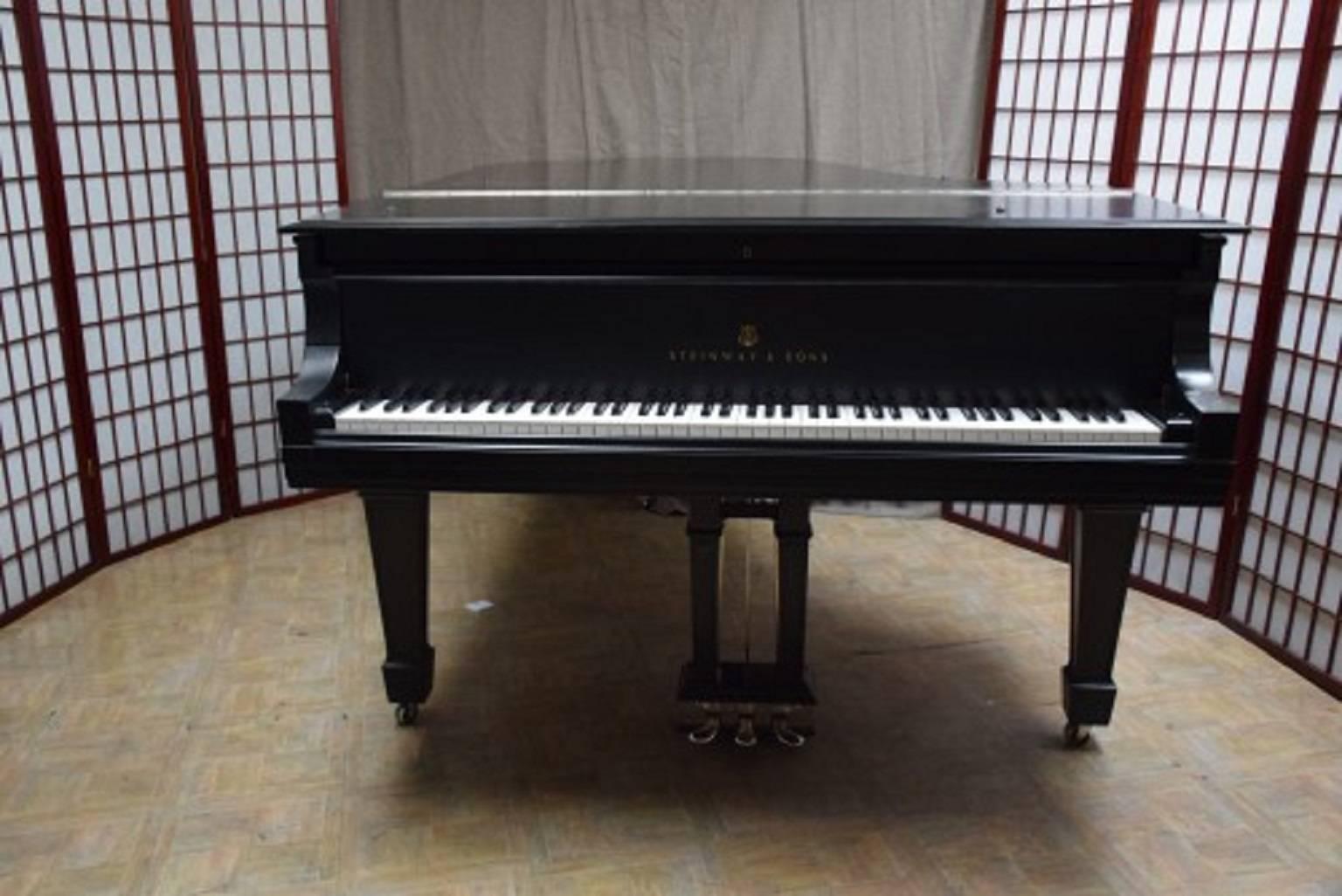 American Steinway Model A Satin Ebony Grand Piano with Hamburg Action For Sale