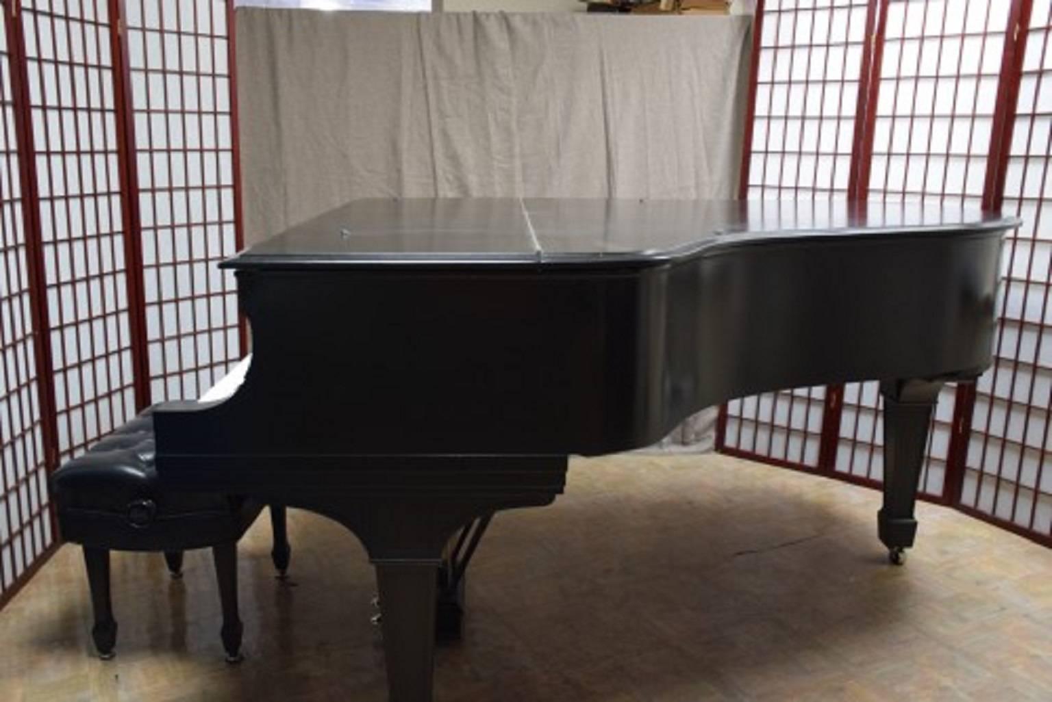 Steinway Model A Satin Ebony Grand Piano with Hamburg Action In Excellent Condition For Sale In Port Jefferson, NY