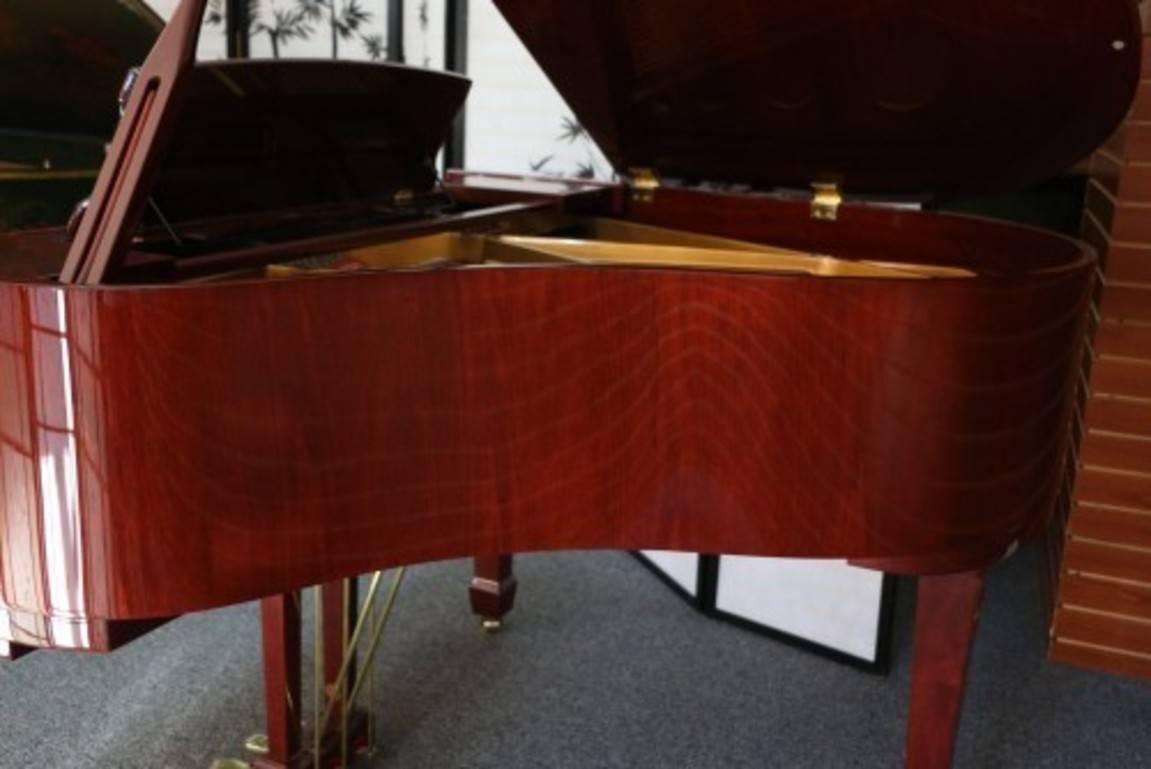 Polished Pearl River Baby Grand Piano 2003 High Gloss Red Mahogany