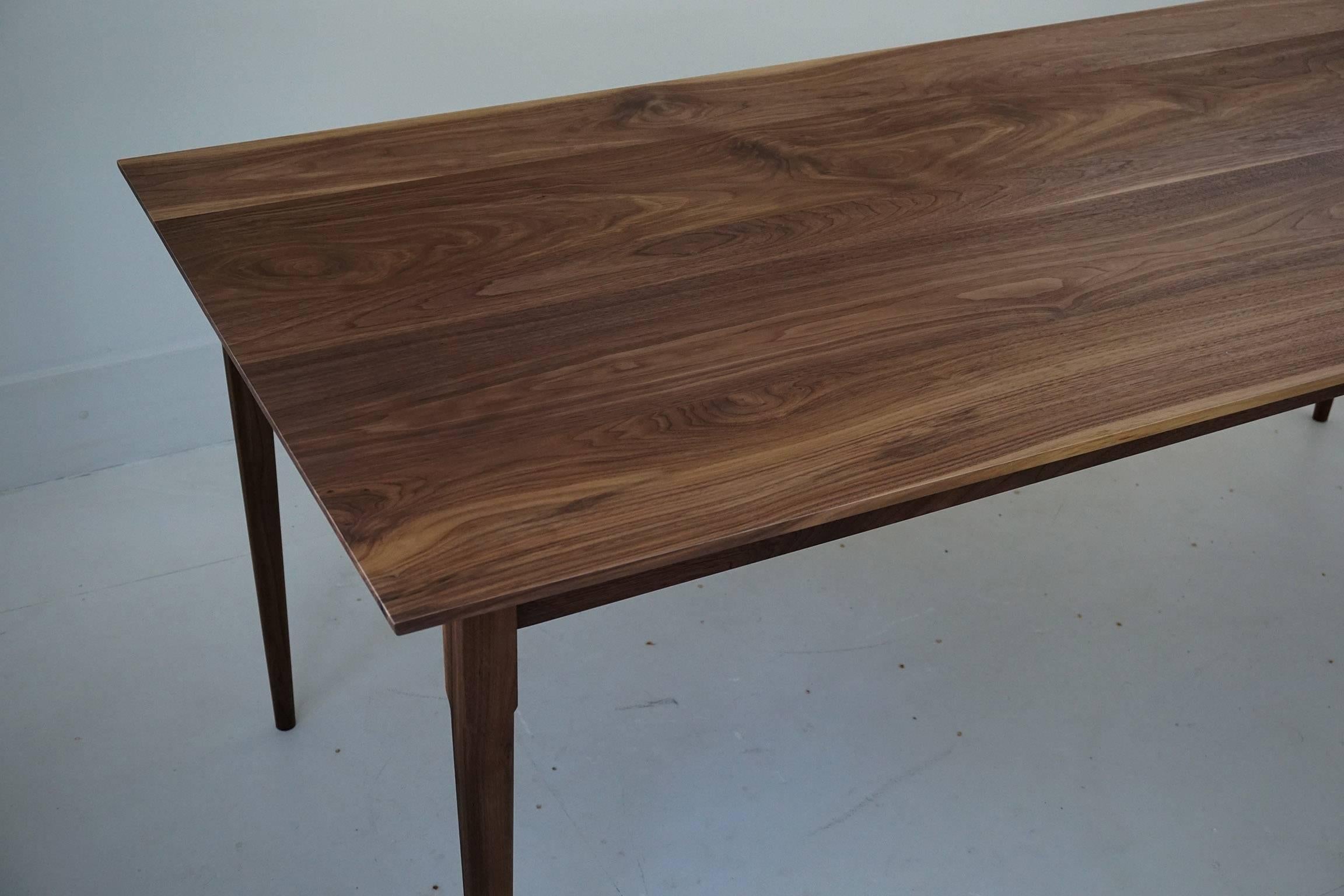 Reunion Dining Table in Walnut / Modern Shaker Scandinavian Inspired In New Condition For Sale In Kingston, NY