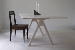 Spectral Dining Table / Bleached Maple Minimal Modern Trestle Table or Desk