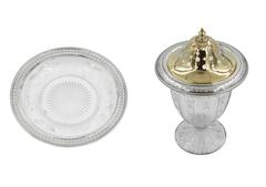 Crystal Urn and Under-Plate with Sterling Rim