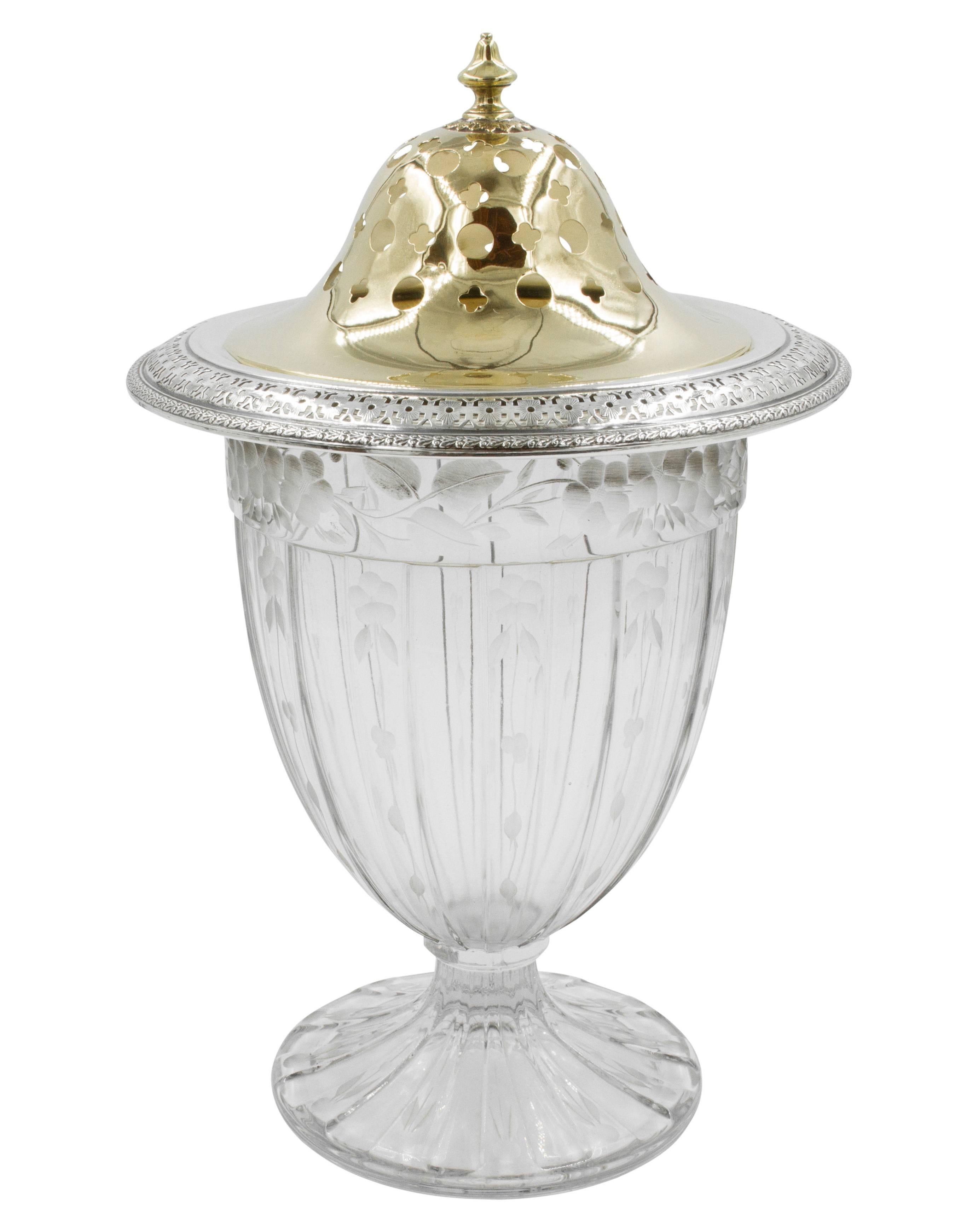 Crystal Urn and Under-Plate with Sterling Rim 2