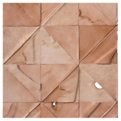 Natural Sculptural Collage Wall Tile Set in Upcycled Leather by Peter Glassford