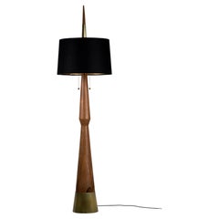 Apolo Floor Lamp by Isabel Moncada, Parota Wood & Brass Design