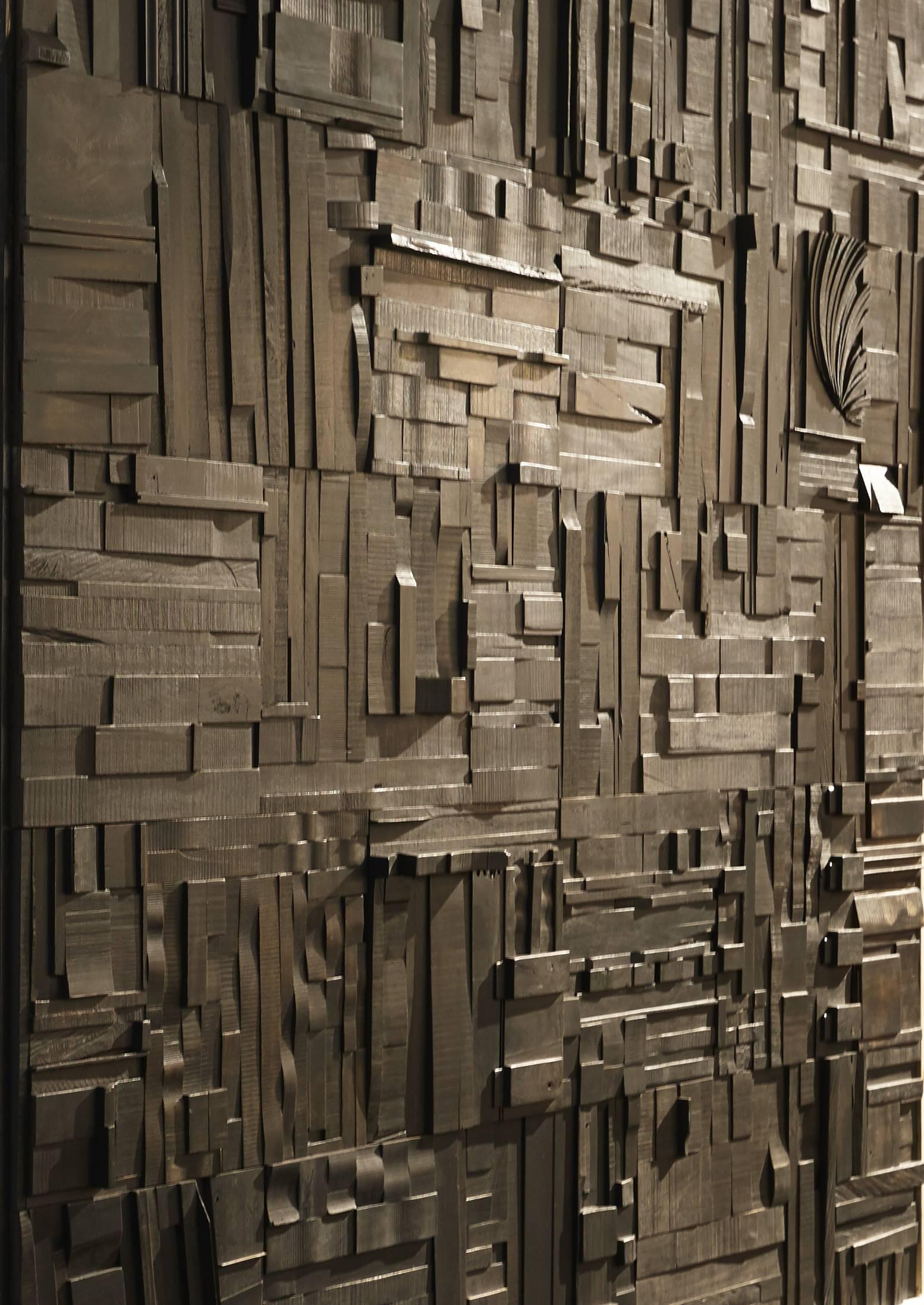 Charcoal Collage Tiles, Randomly Composed Art Wall Covering, Acoustic Quality