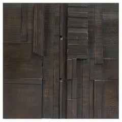 Peter Glassford Charcoal Reclaimed Wood Collage, Set of 2 Brutalist tiles