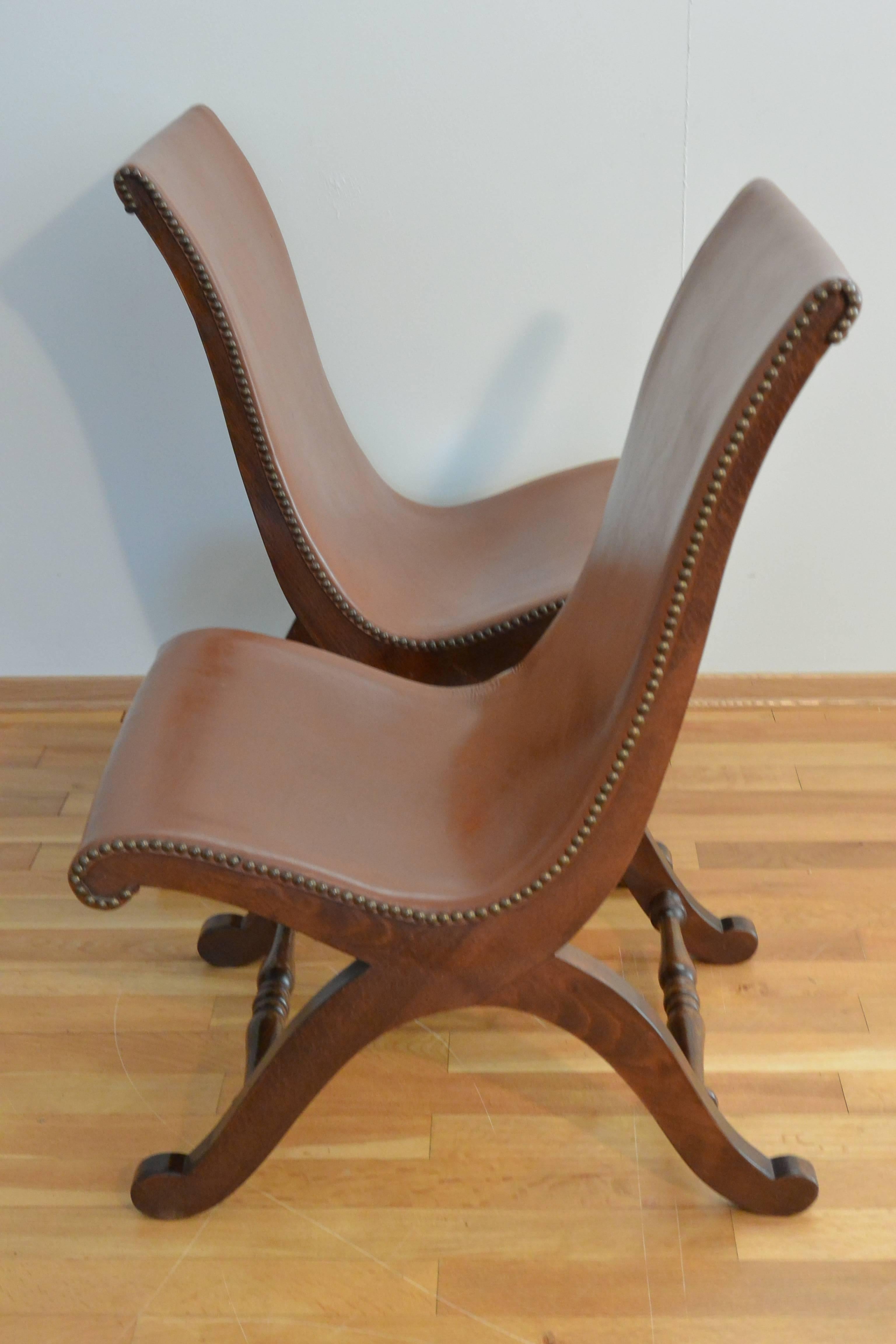 20th Century Pierre Lottier for Valenti Slipper Chair pair For Sale