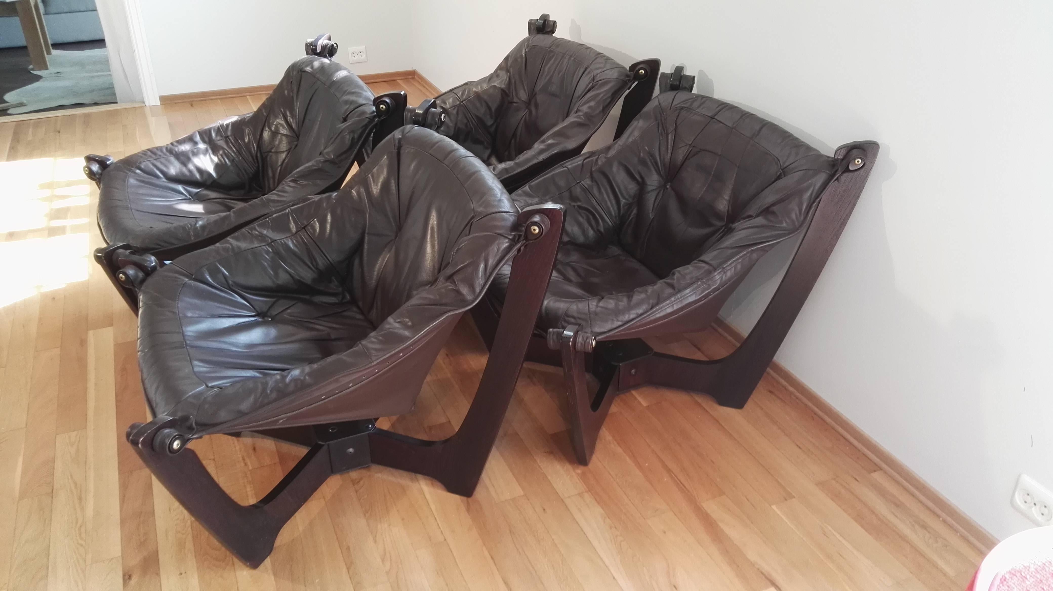 Leather Luna Chair Lounge Set of Four 2