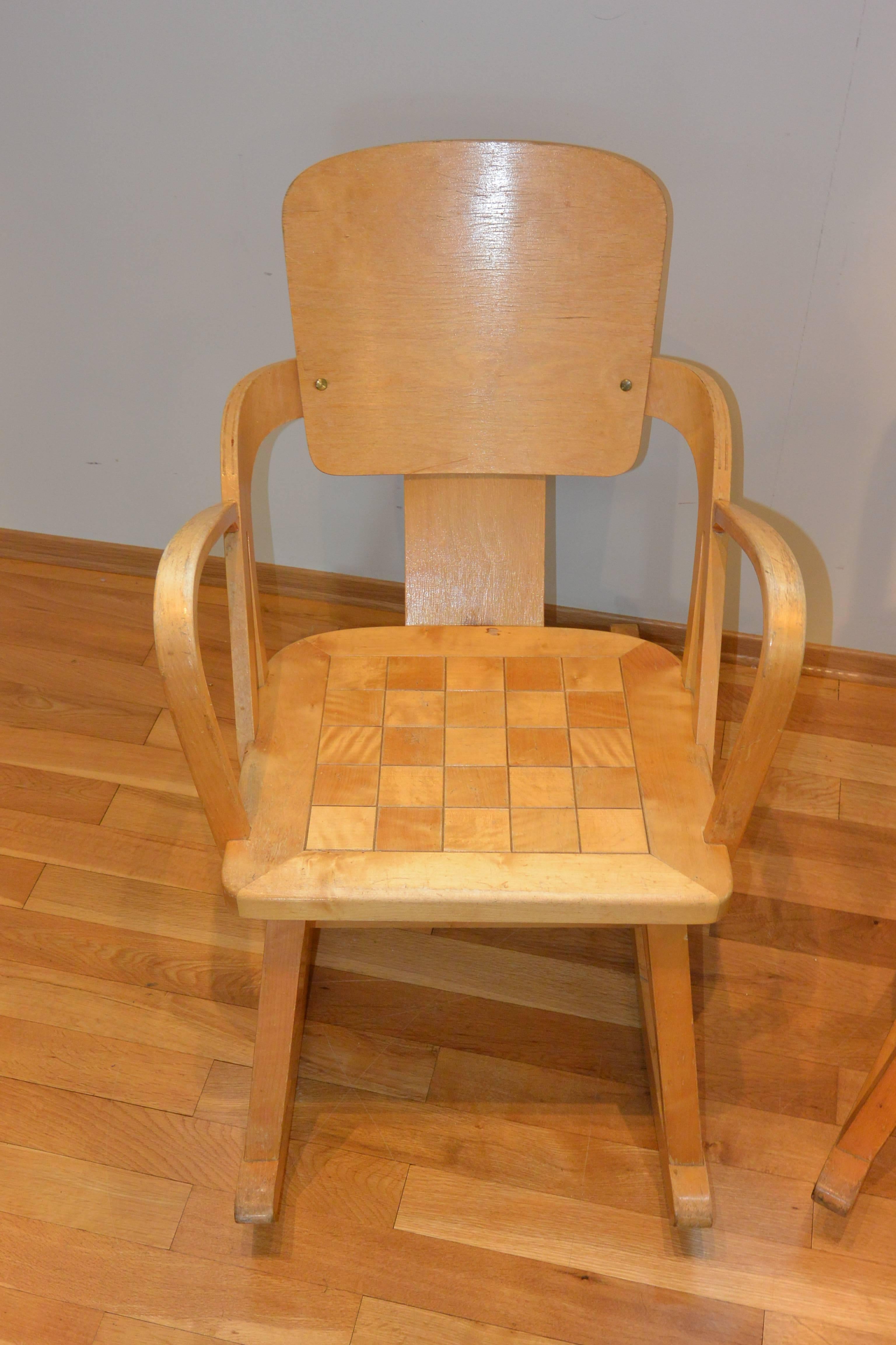 Rocking chair pair designed by Per Aaslid and manufactured by Aaslid Stolefabrik, Norway, also known as Aaslid-Stolen. Created from the 1940s through to the 1950s and made from beechwood.

The Norwegian designed and made rocking chairs have a