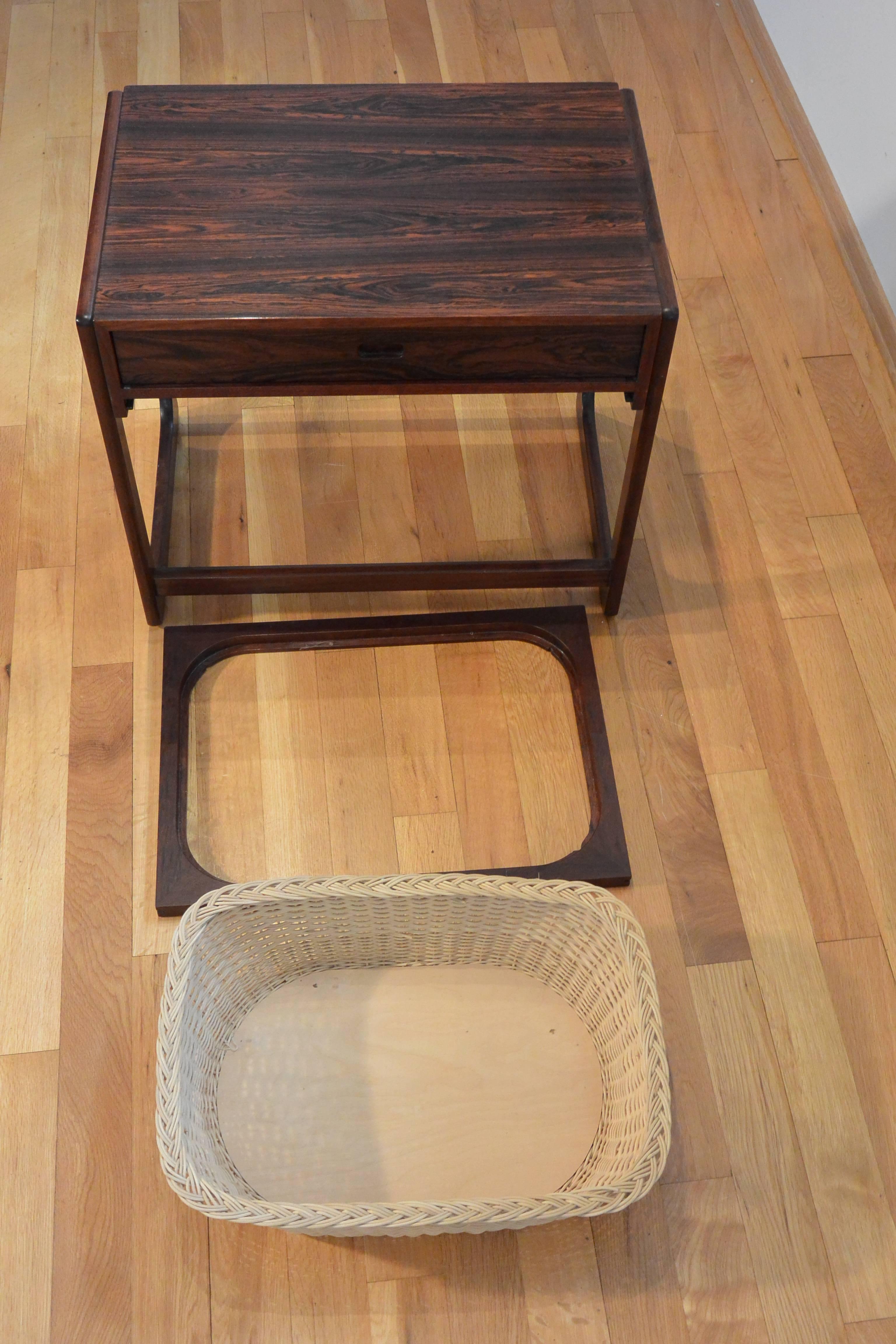 Scandinavian Rosewood Sewing Desk Table In Excellent Condition In Notteroy, NO