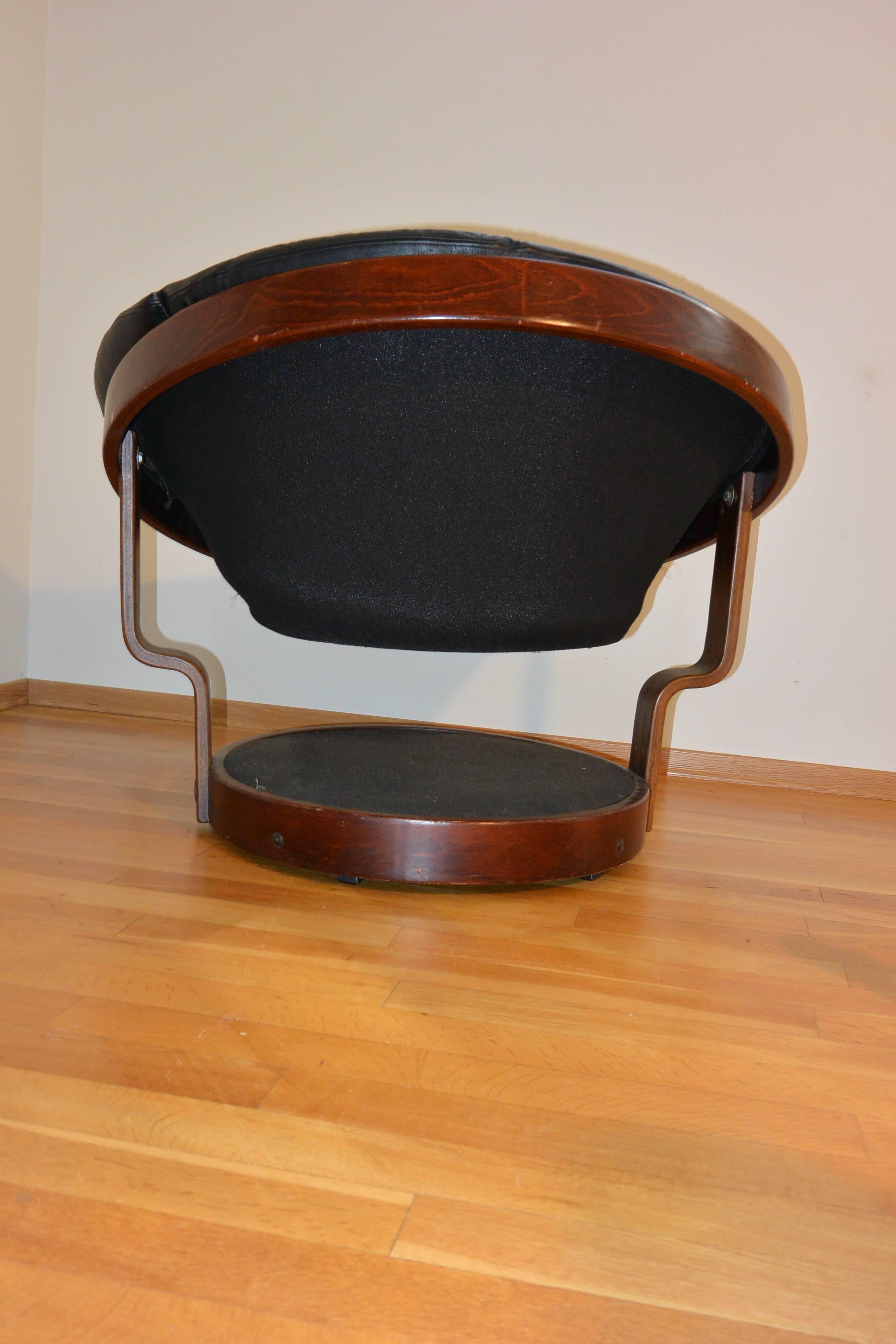 Scandinavian Modern Black Convair Swivel Chair by Oddmund Vad, Norway