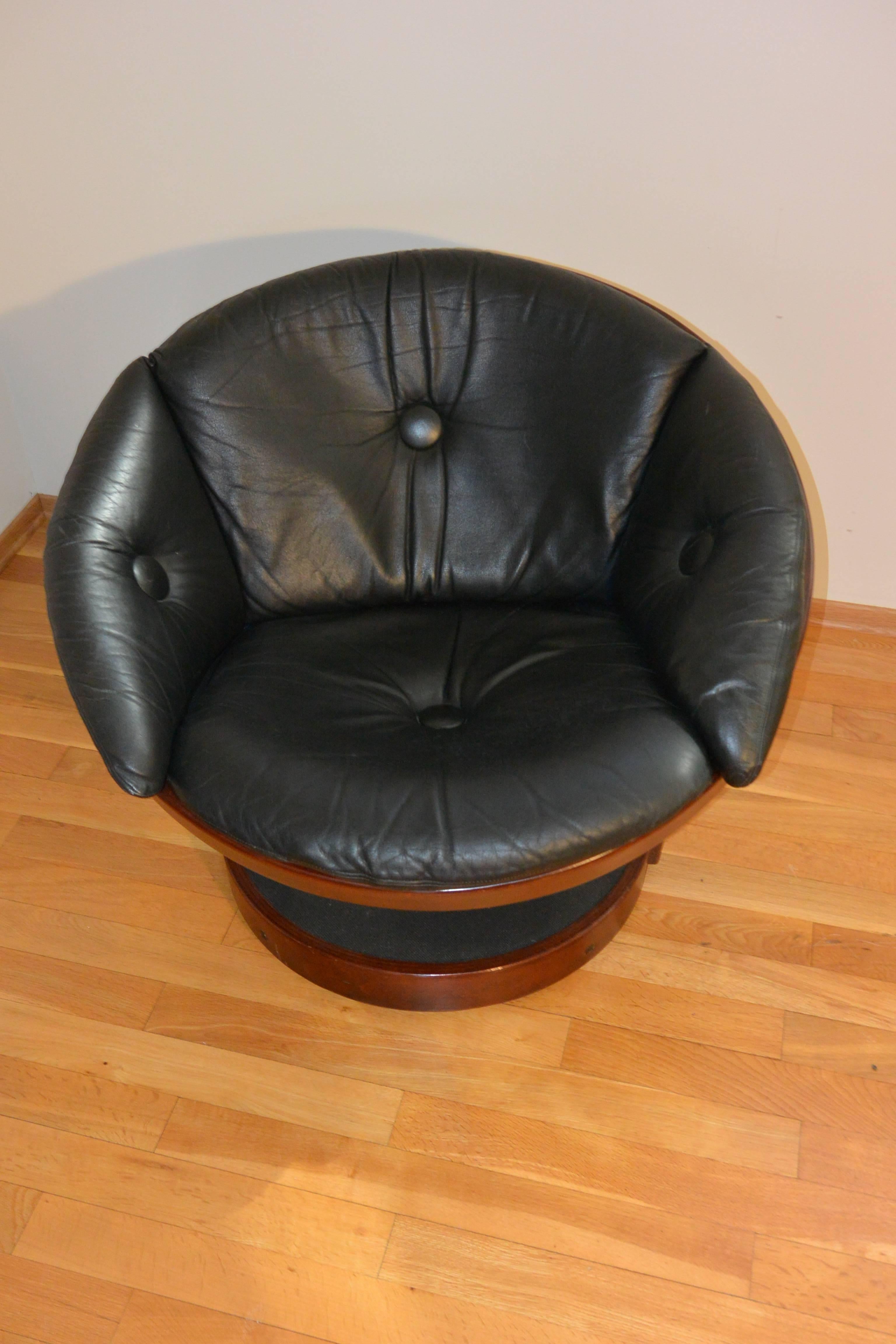 Late 20th Century Black Convair Swivel Chair by Oddmund Vad, Norway