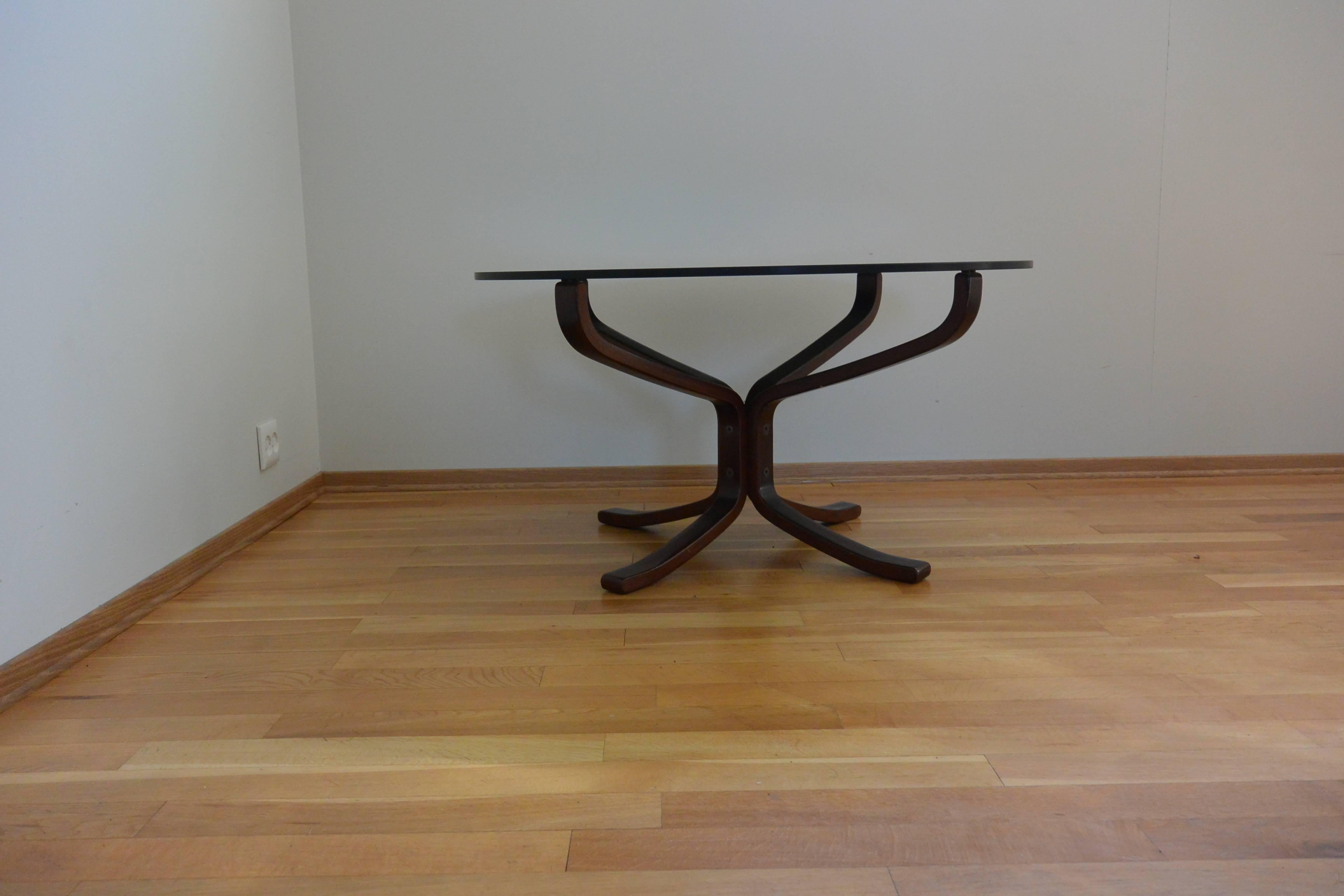 Rosewood Falcon Glass Table Designed by Sigurd Ressell for Vatne Møbler, Norway For Sale