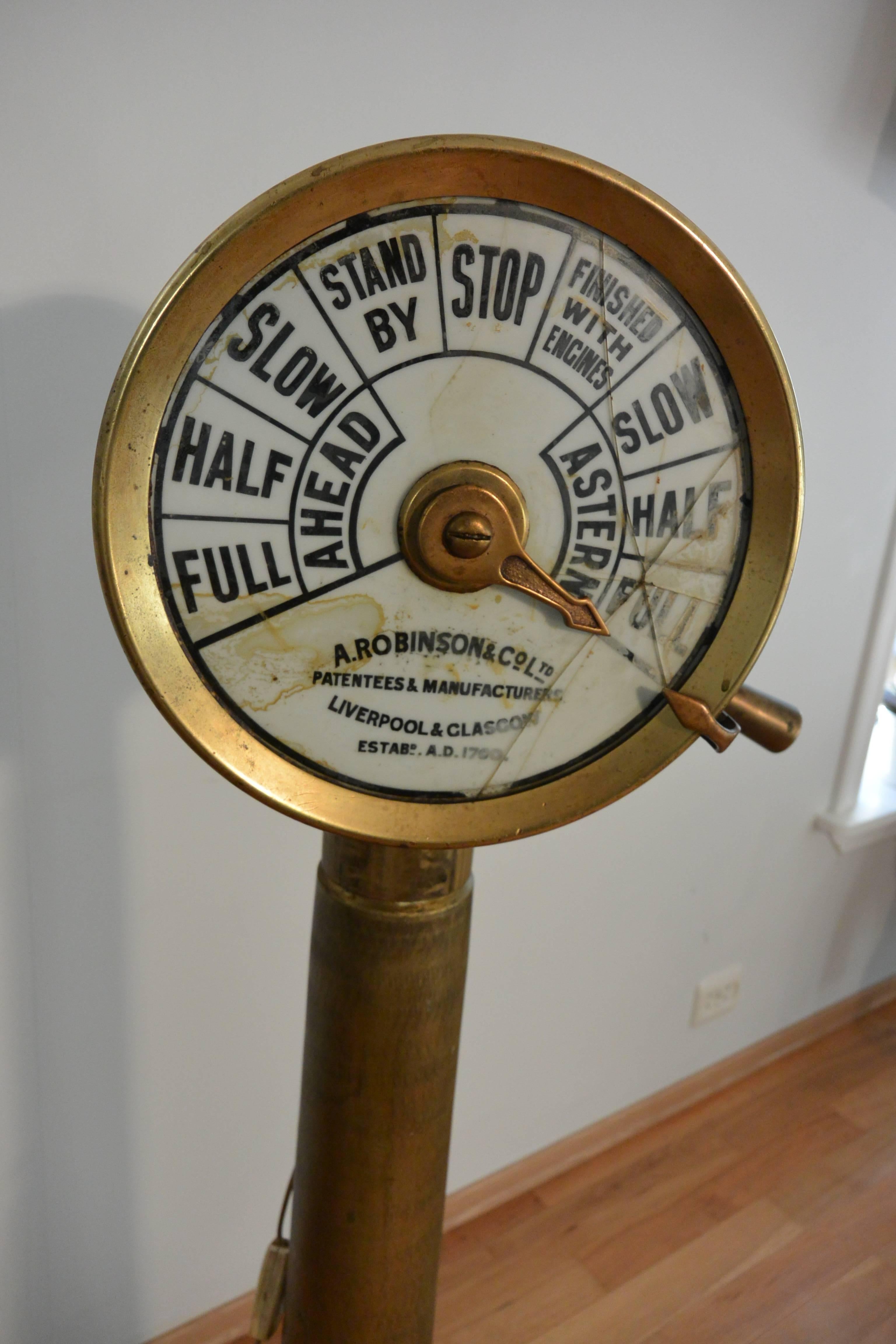 Original 1900s English solid brass telegraph in good working order from a vessel dated around the early 1900s. Exact date not known but the item was purchased at a famous shipping quay in Norway.
A light has been added and works however there is