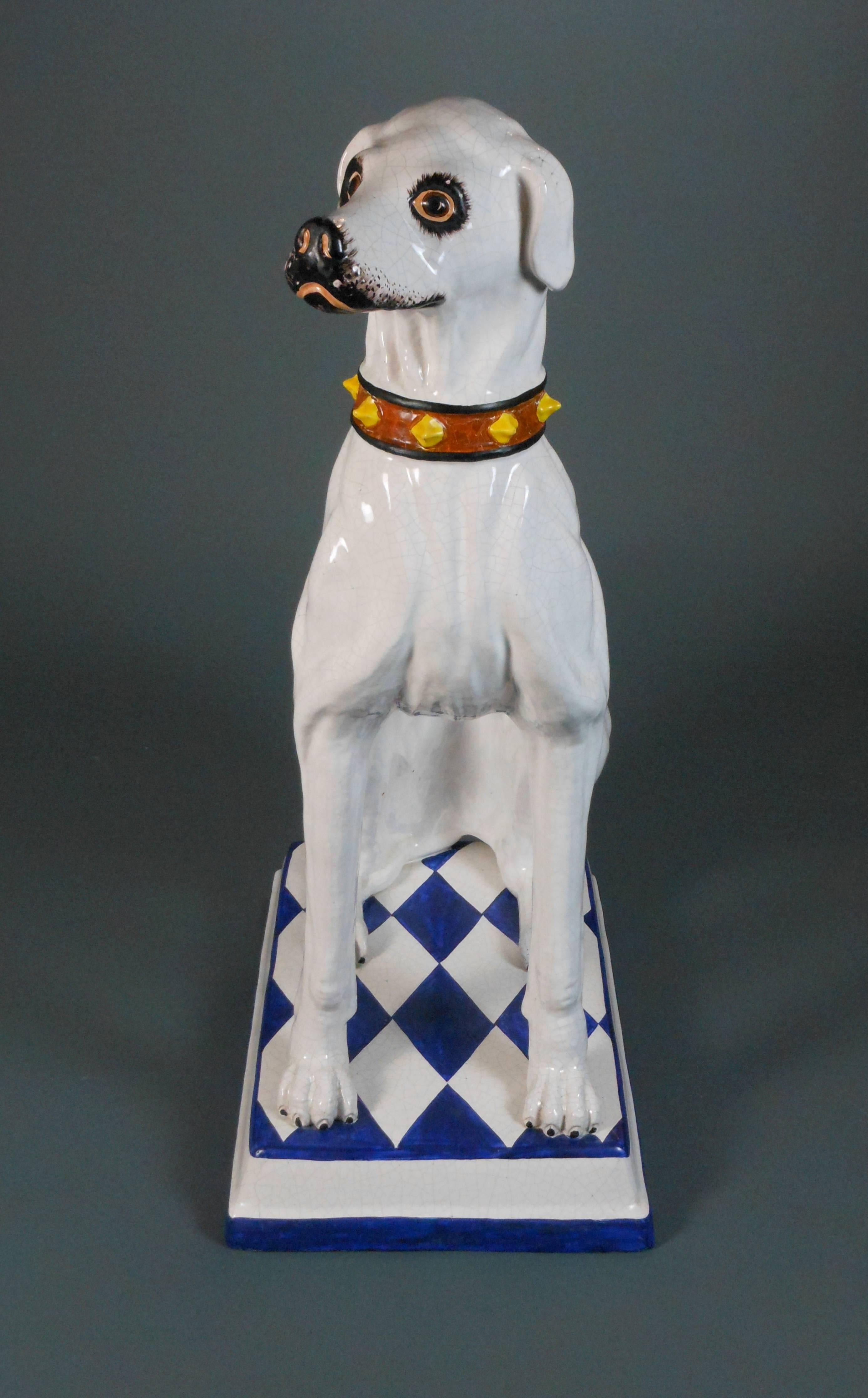 Scandinavian Modern Italian Pair of Porcelain Dog Statues Made for Svenkst Tenn