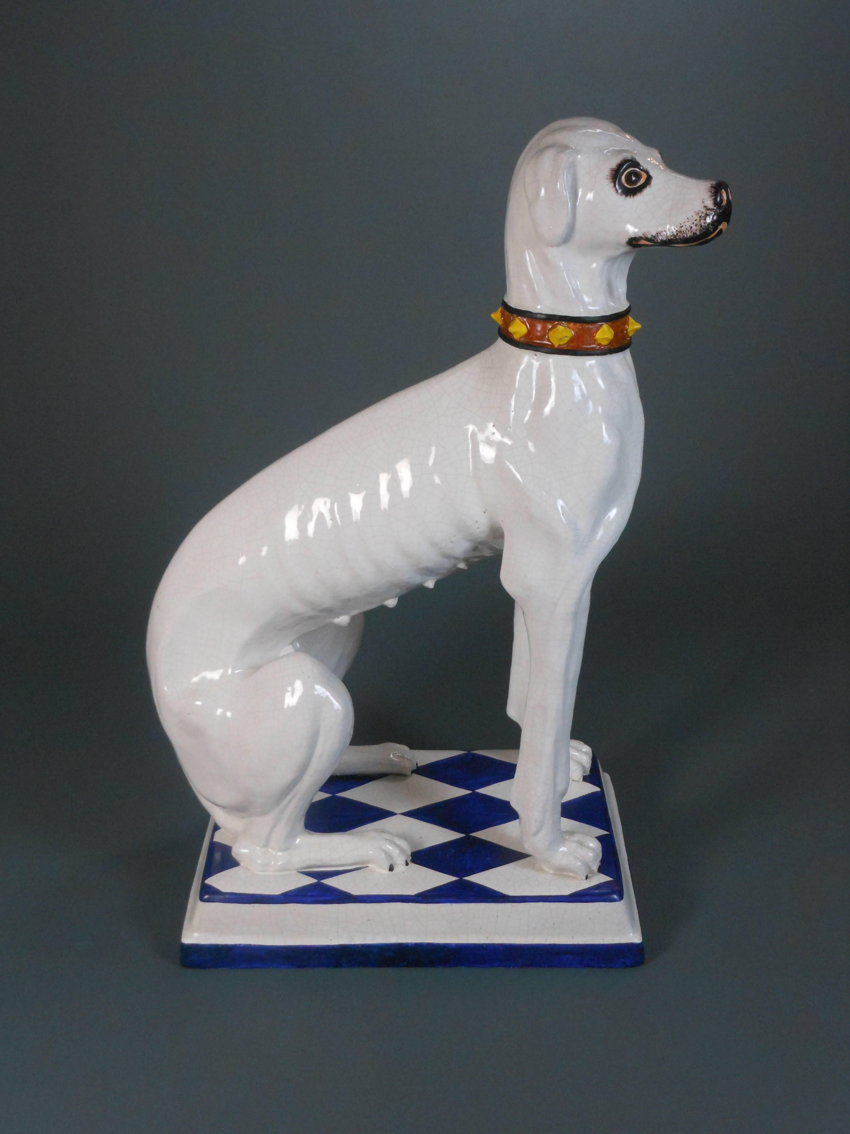 Ceramic Italian Pair of Porcelain Dog Statues Made for Svenkst Tenn