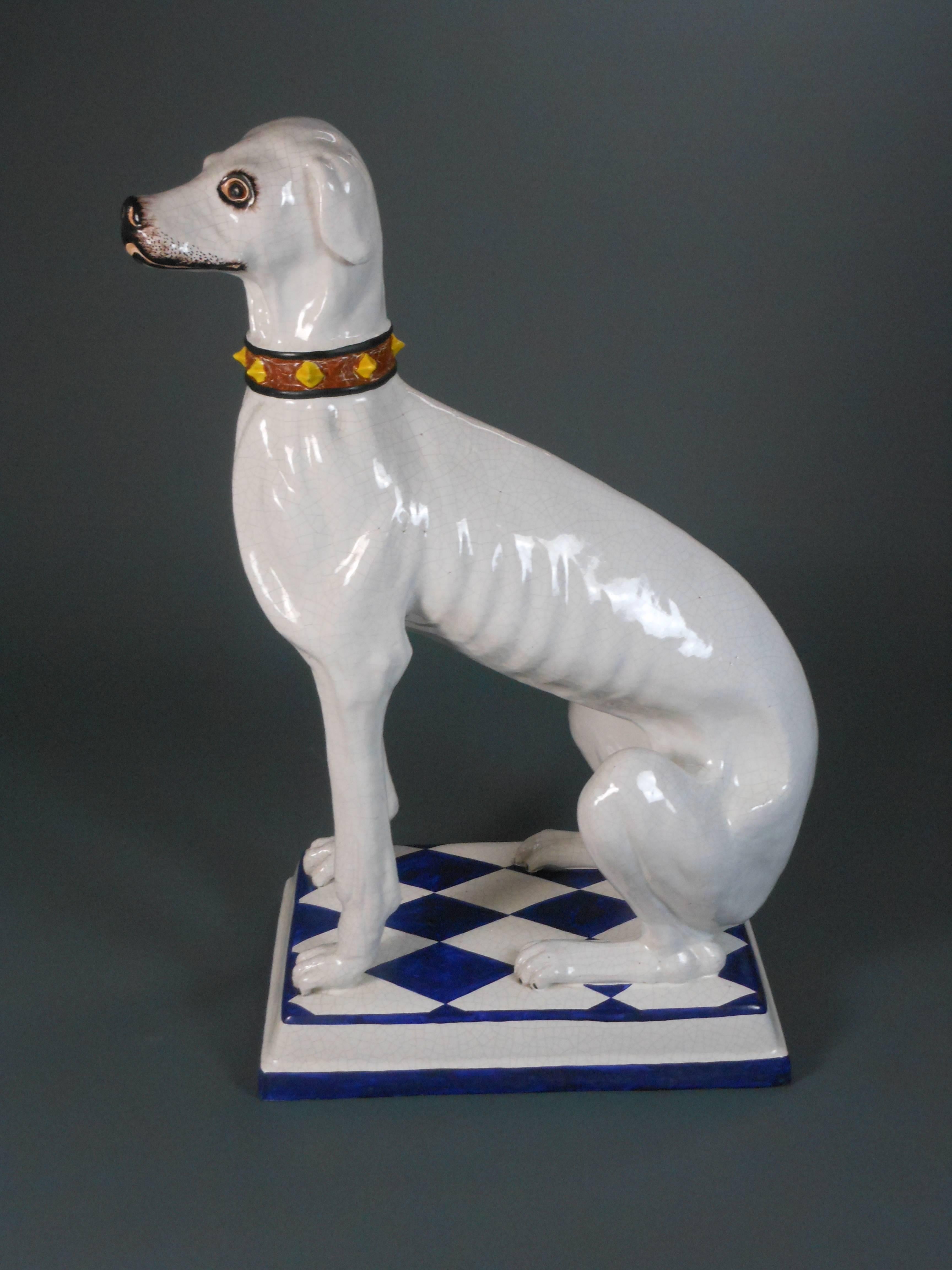 Italian Pair of Porcelain Dog Statues Made for Svenkst Tenn 1