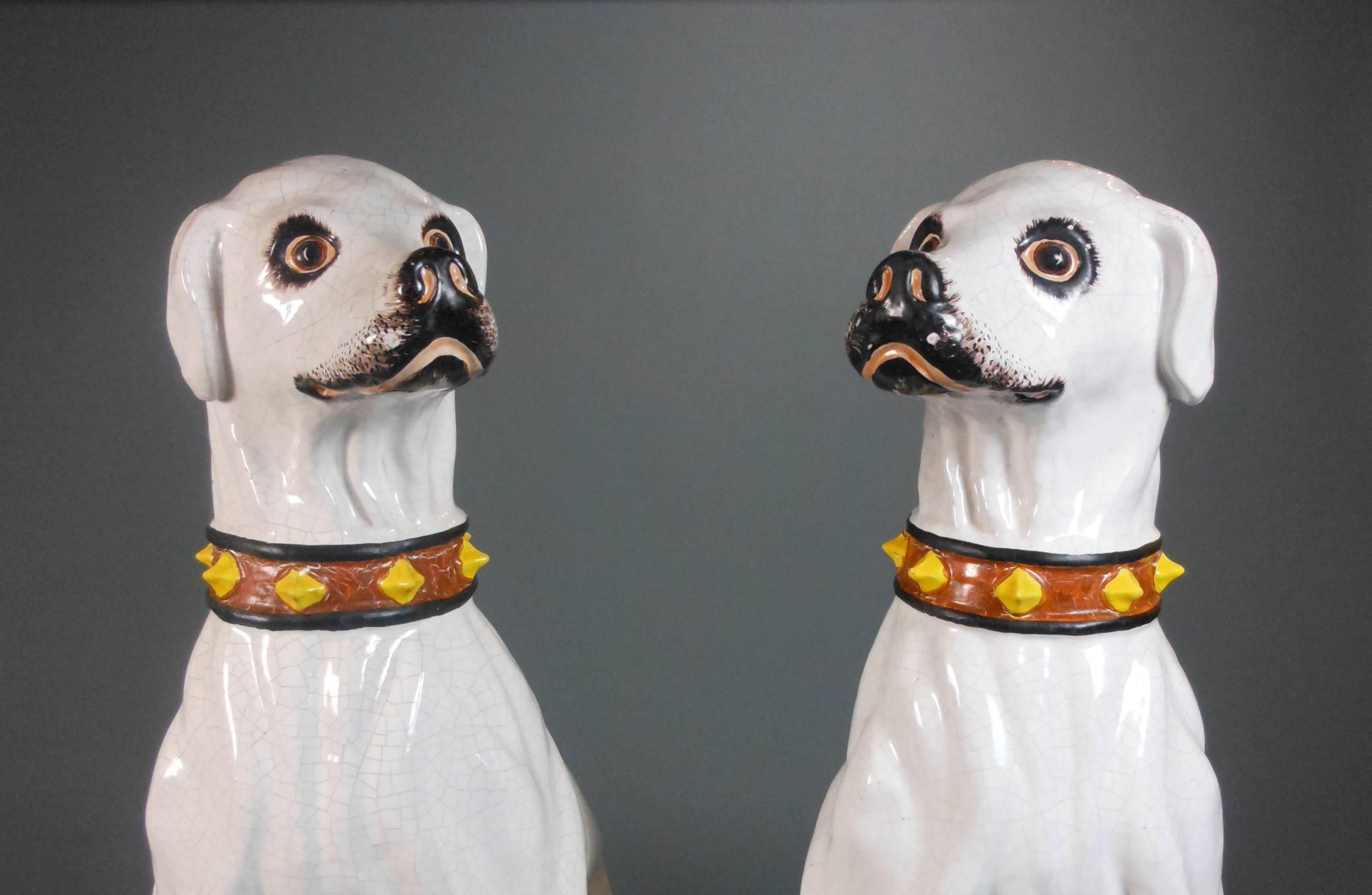 Italian Pair of Porcelain Dog Statues Made for Svenkst Tenn 2