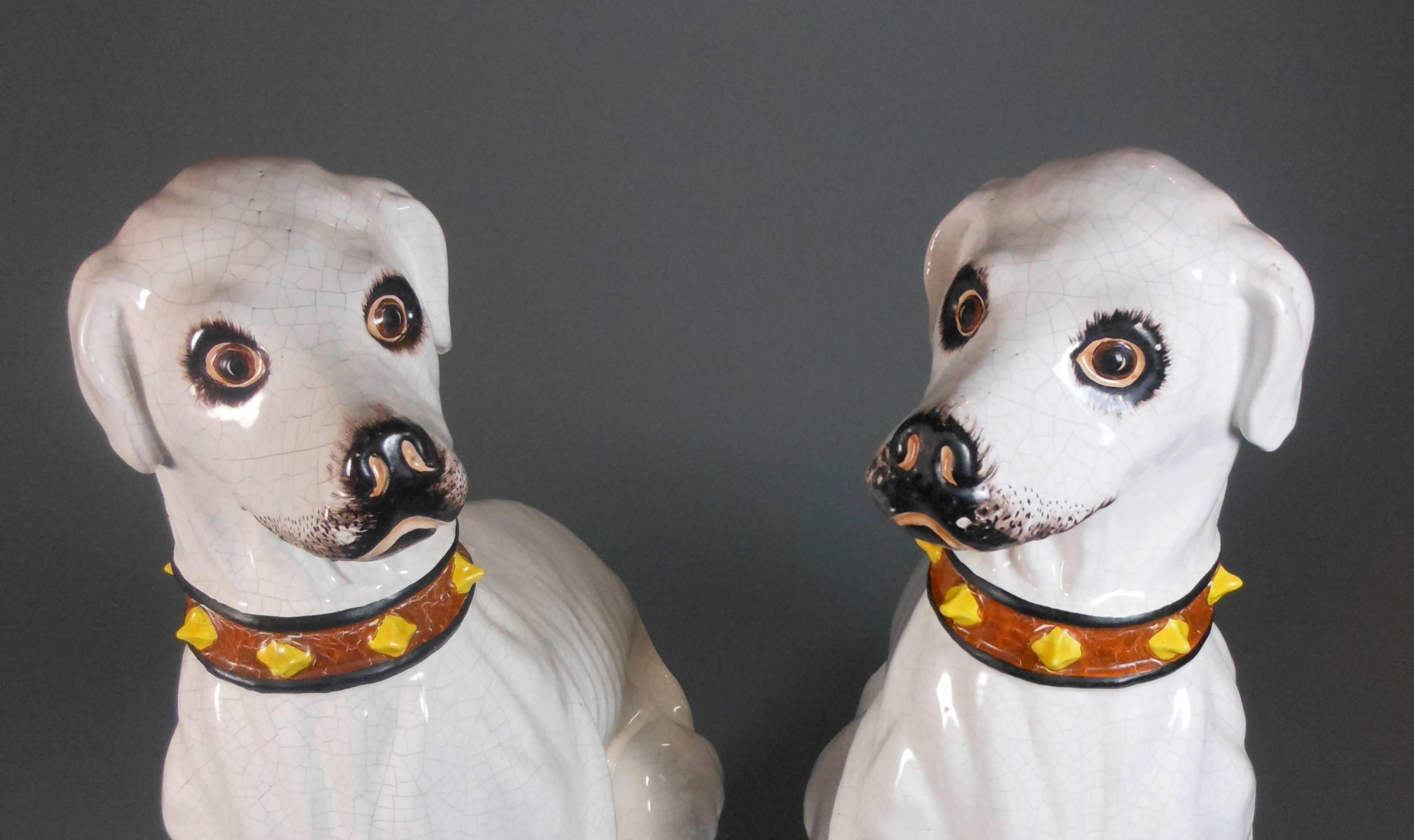 Italian Pair of Porcelain Dog Statues Made for Svenkst Tenn 3