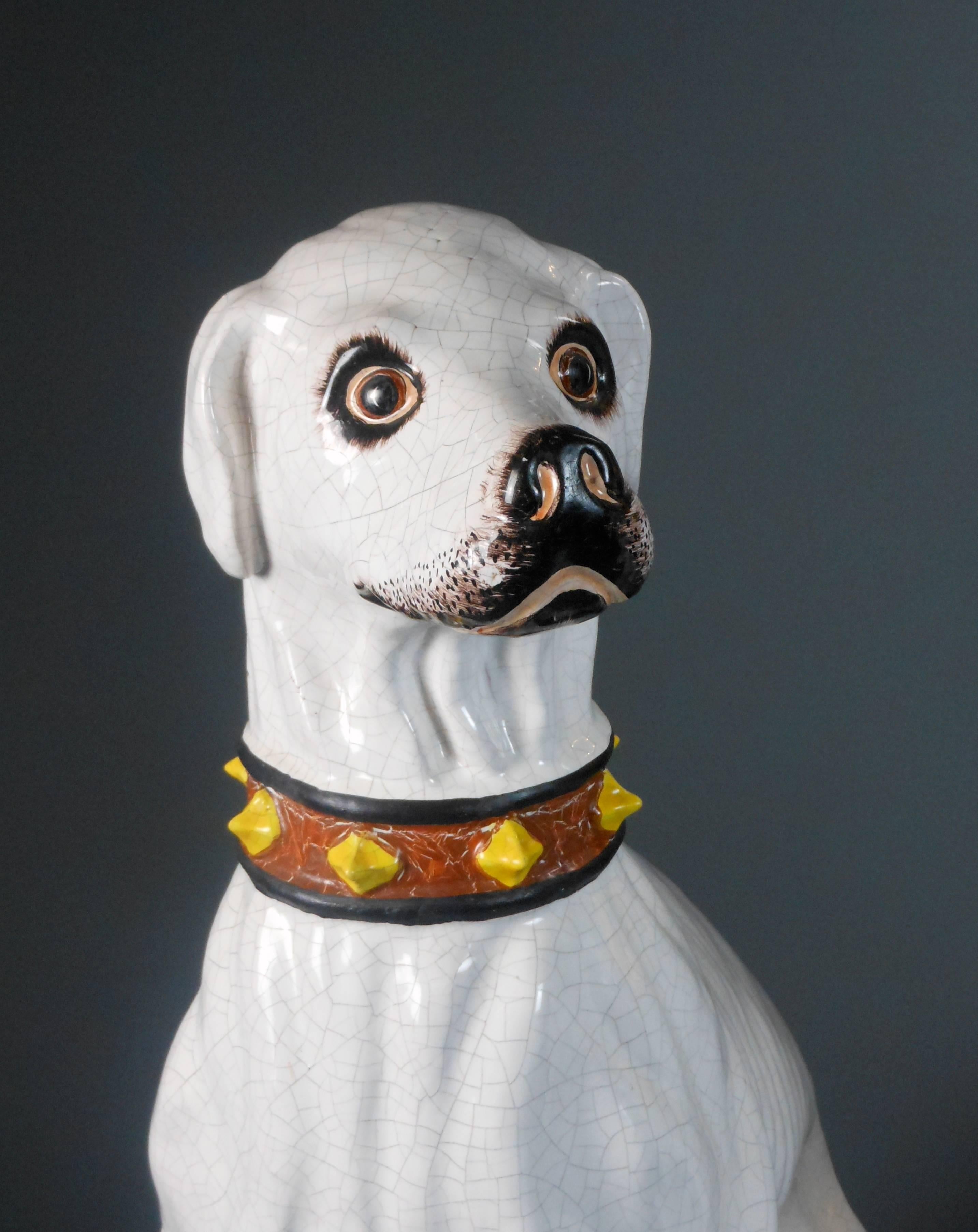 Italian Pair of Porcelain Dog Statues Made for Svenkst Tenn 4