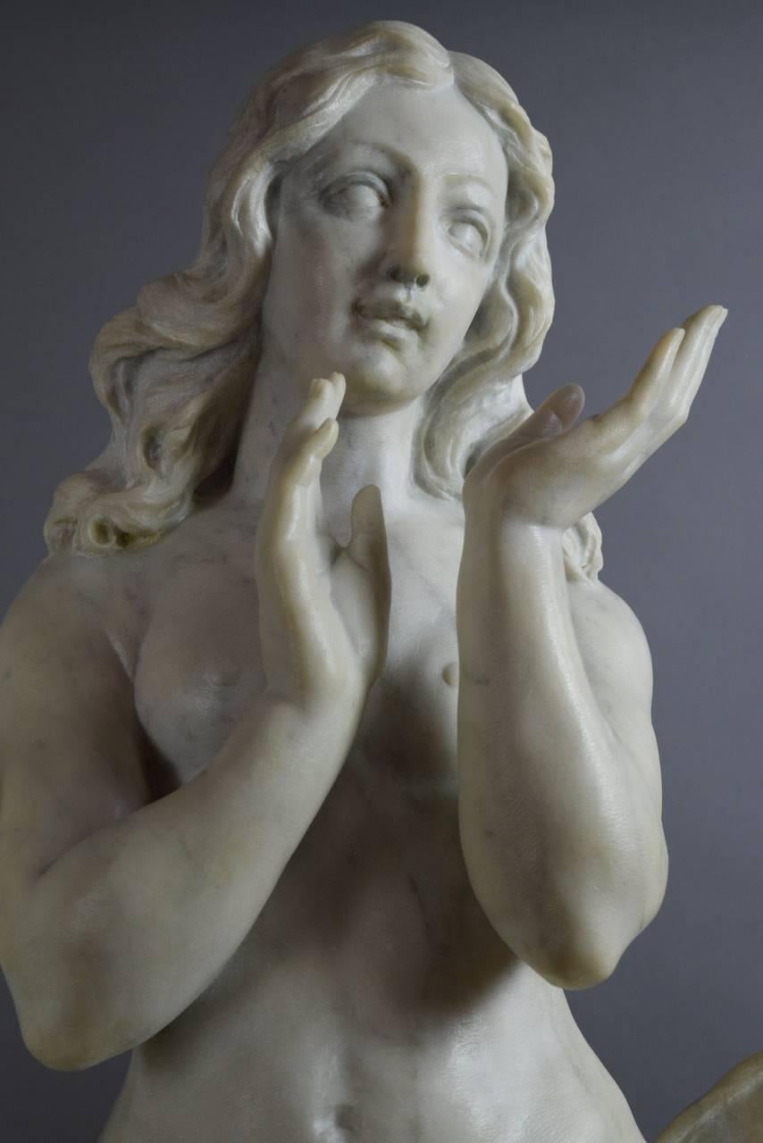 Baroque Style Marble Sculpture of a Mermaid with Dolphin 1