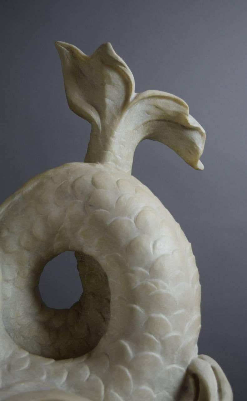 Baroque Style Marble Sculpture of a Mermaid with Dolphin 2