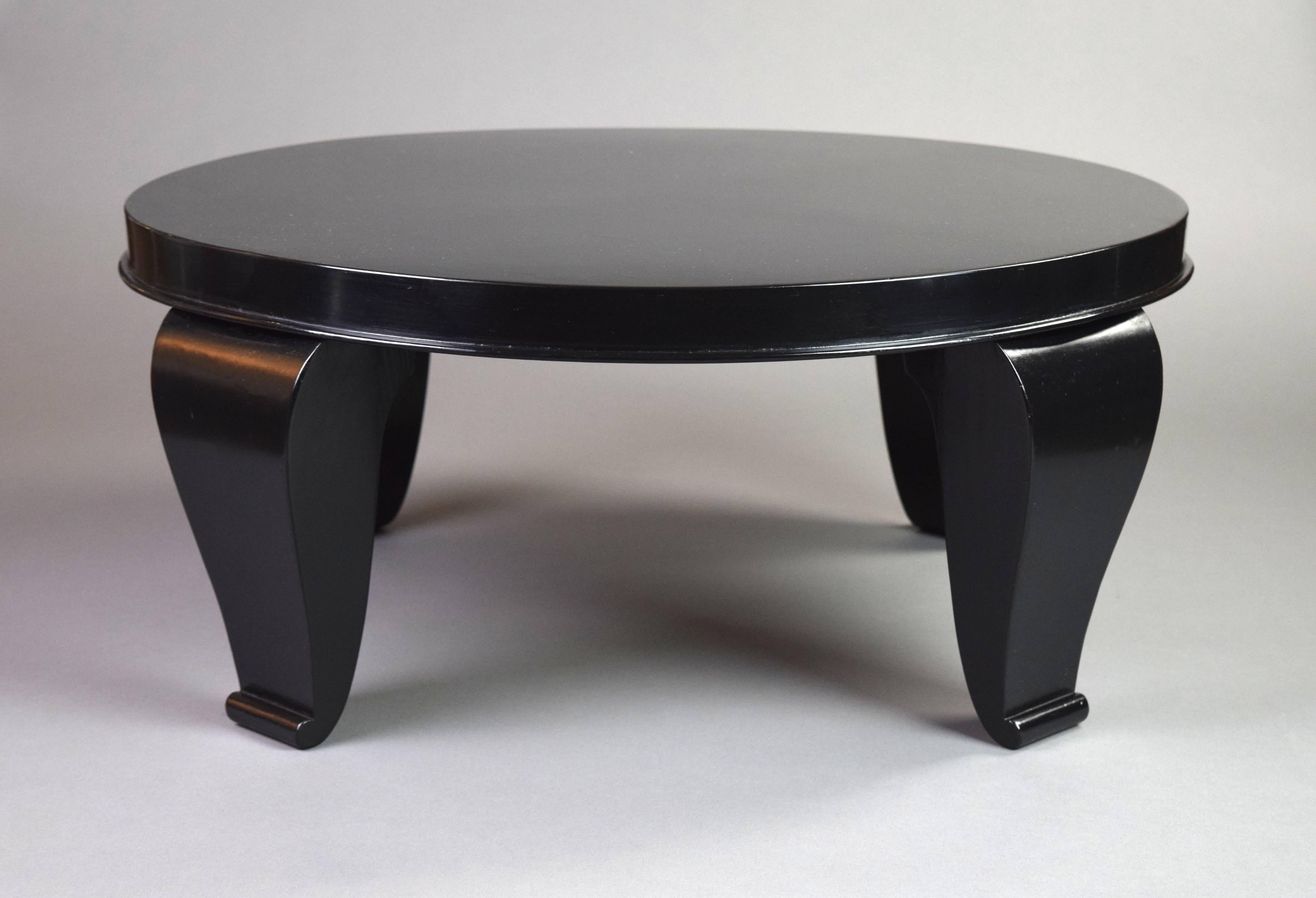 Mid-20th Century French Black Lacquer Table Attributed to Rene Prou For Sale