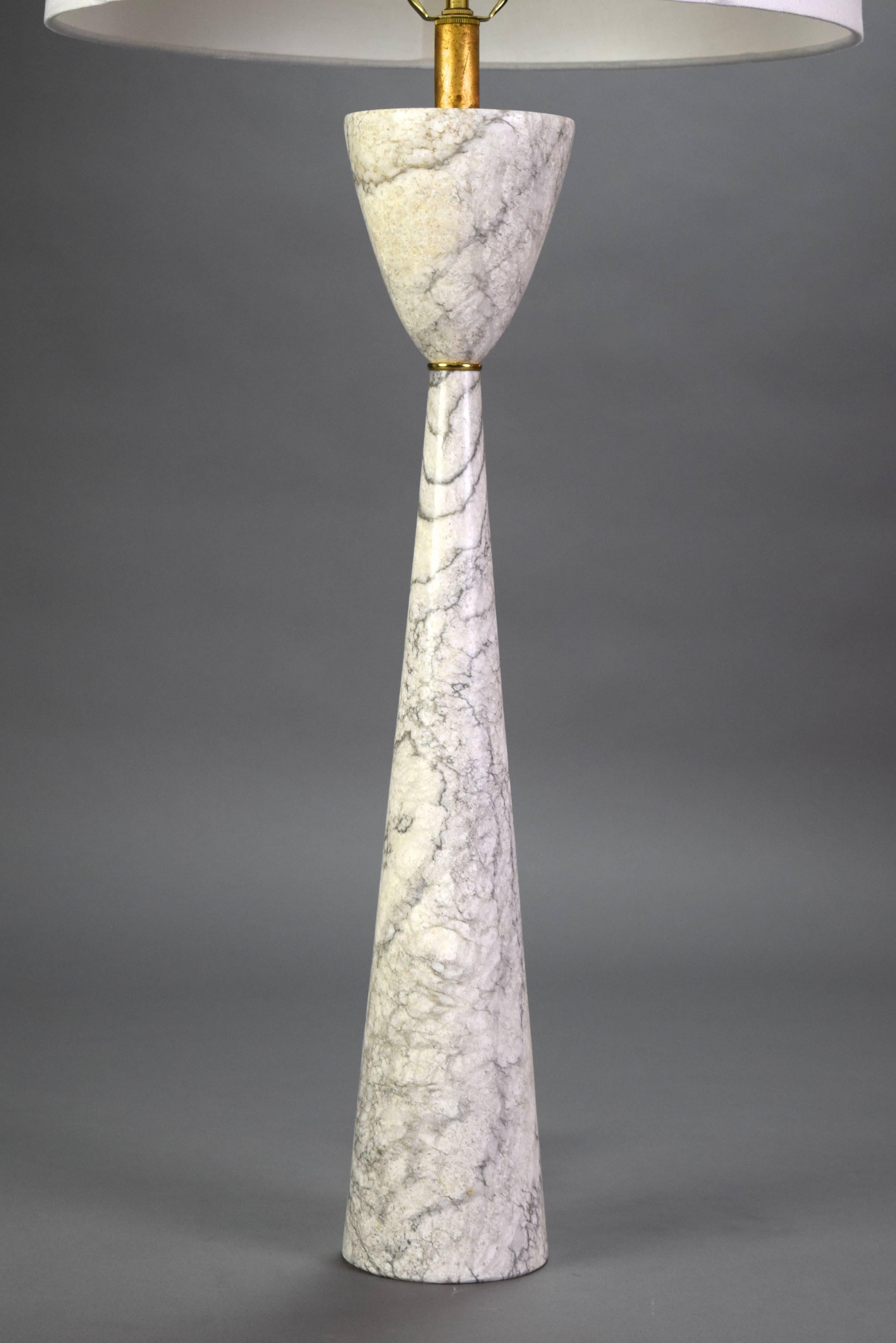 Post-Modern Italian Tall Geometric Variegated Marble Lamp For Sale