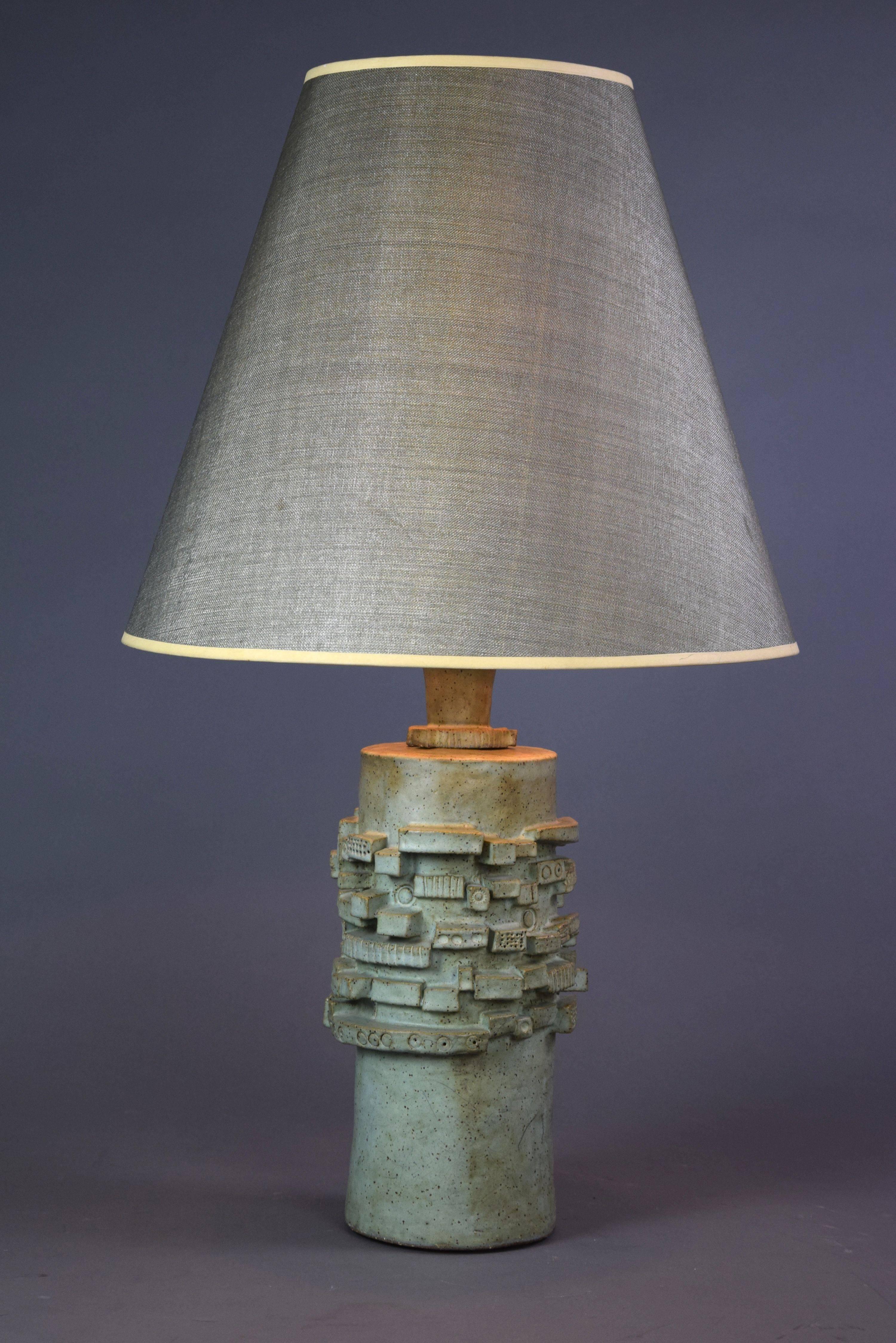 Italian 1970s Abstract Ceramic Lamp For Sale