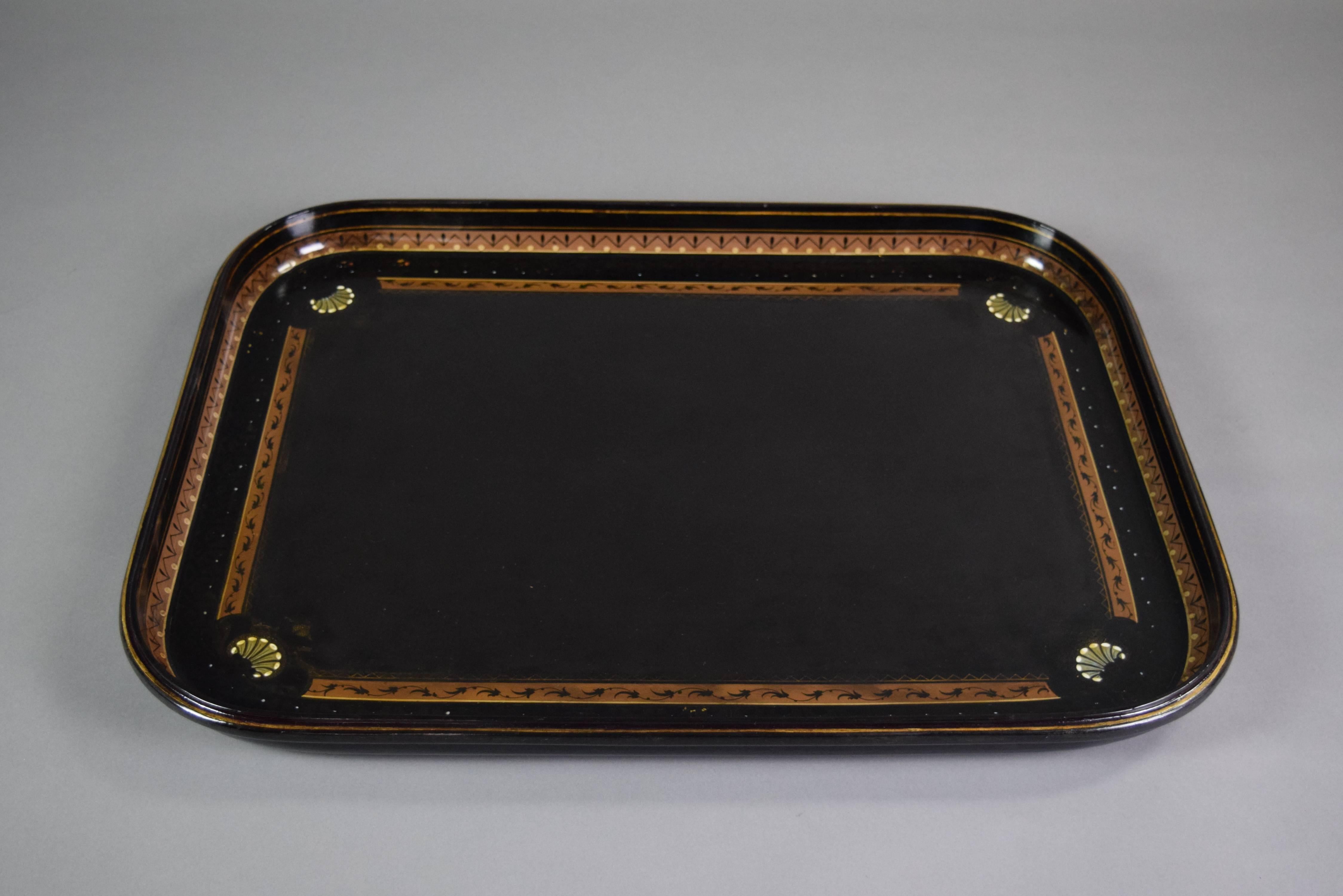  Victorian Large Black Lacquer Tray by Jennens & Bettridge In Good Condition In New York, NY