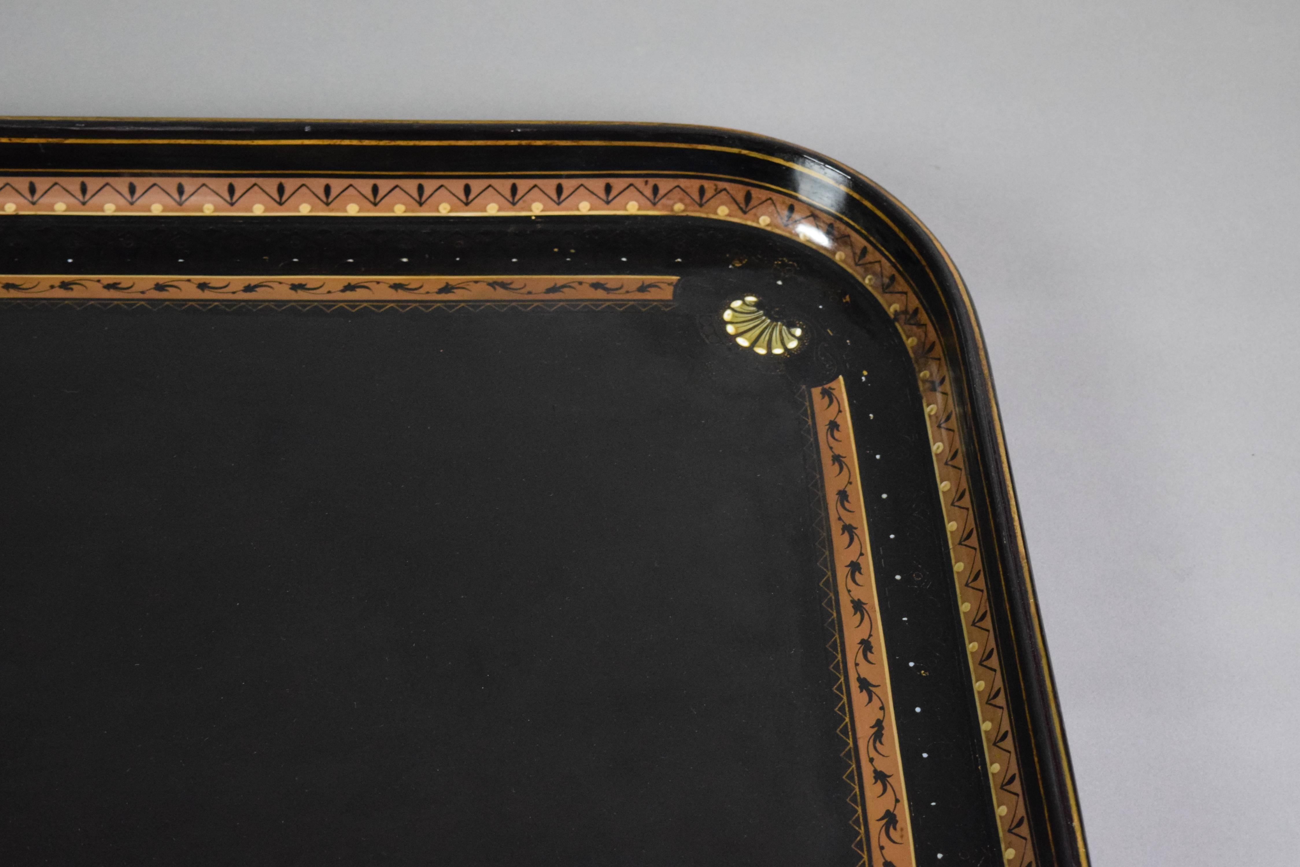 19th Century  Victorian Large Black Lacquer Tray by Jennens & Bettridge