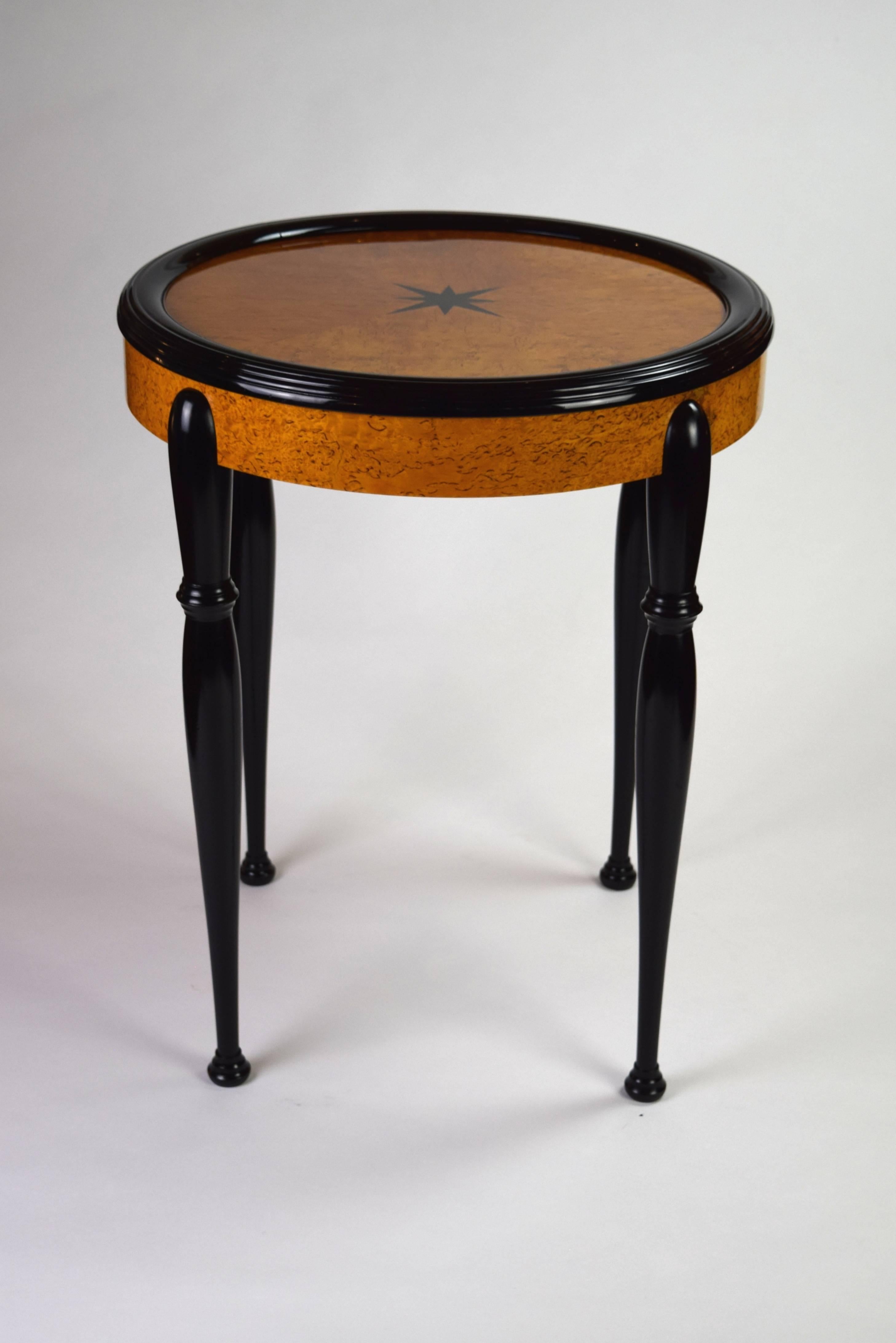 Swedish Grace Period Ebonized and Birch Table In Good Condition For Sale In New York, NY