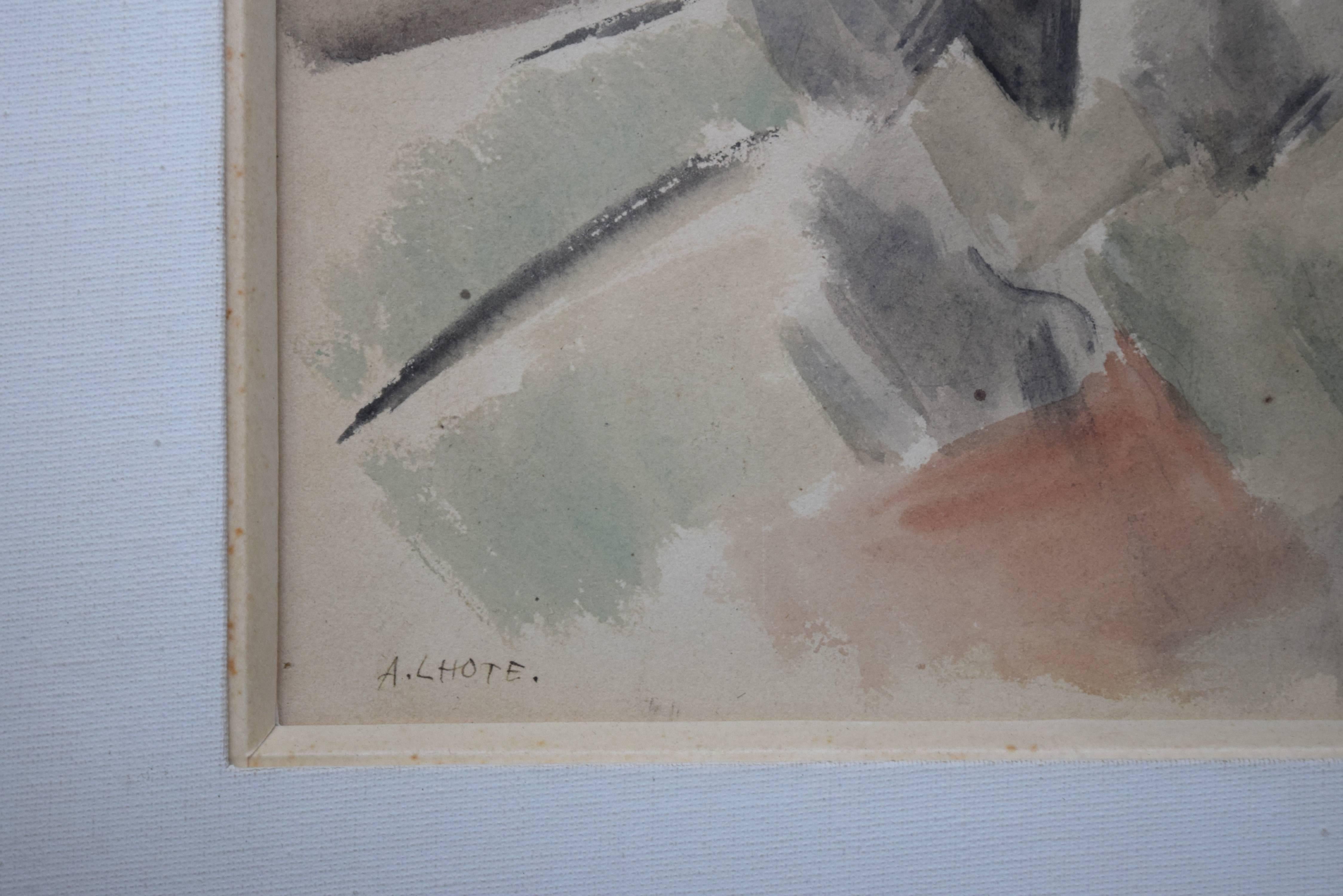 20th Century Landscape in Watercolor by André Lhote Signed For Sale