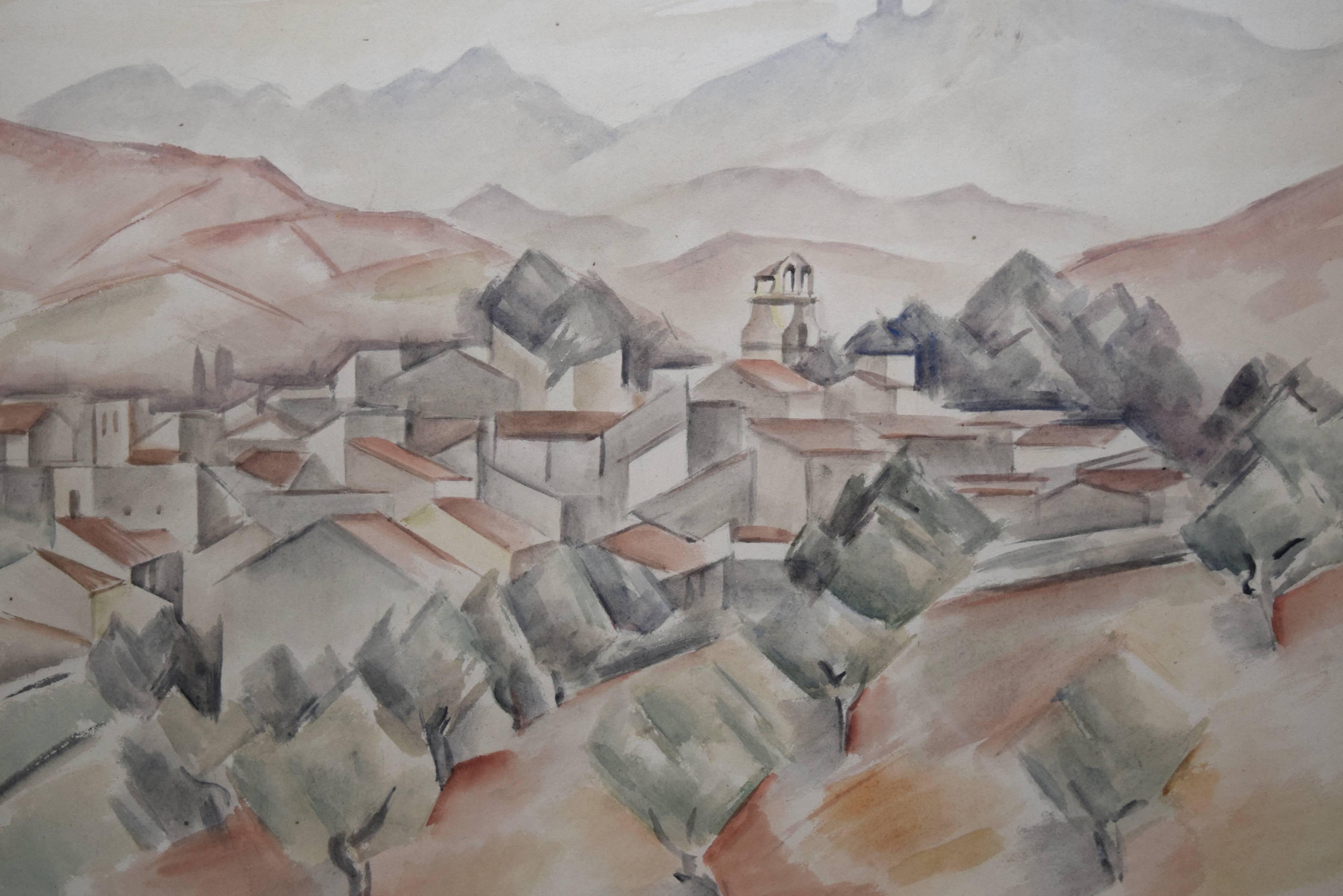 Landscape in Watercolor by André Lhote Signed In Good Condition For Sale In New York, NY