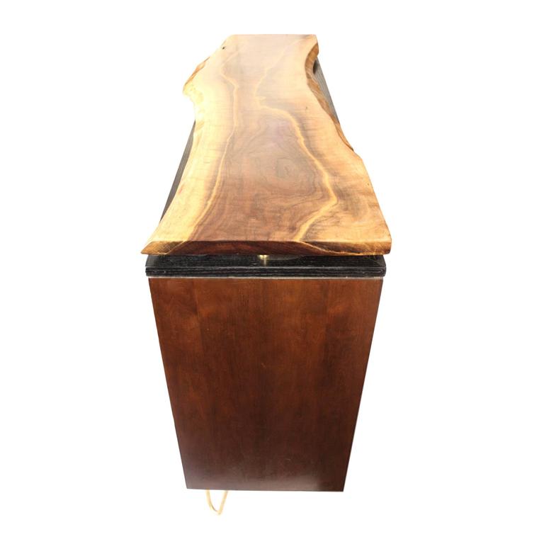 Custom Vintage MidCentury Modern LiveEdge Walnut Slab Top Credenza TV