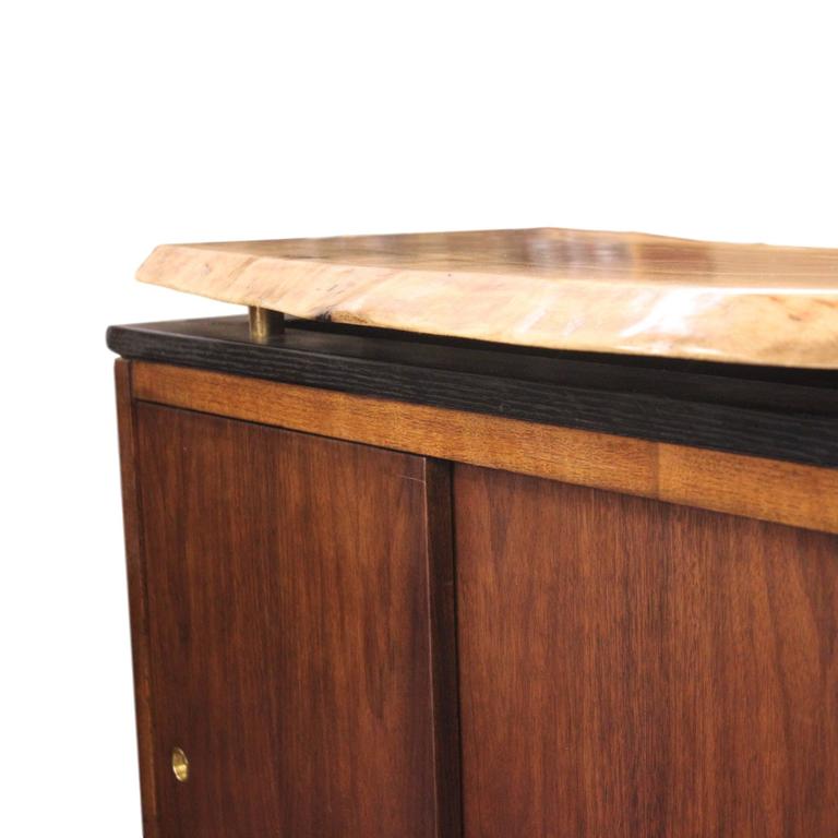 Custom Vintage MidCentury Modern LiveEdge Walnut Slab Top Credenza TV