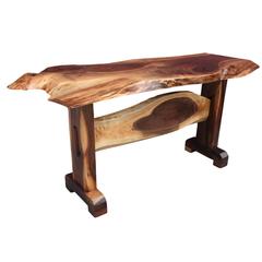 Live Edge Walnut Slab Trestle Console Table 5