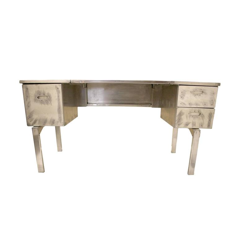Vintage Industrial Mid Century Modern Aluminum Folding Desk For American Vintage Industrial Mid Century Modern Aluminum Folding Desk For